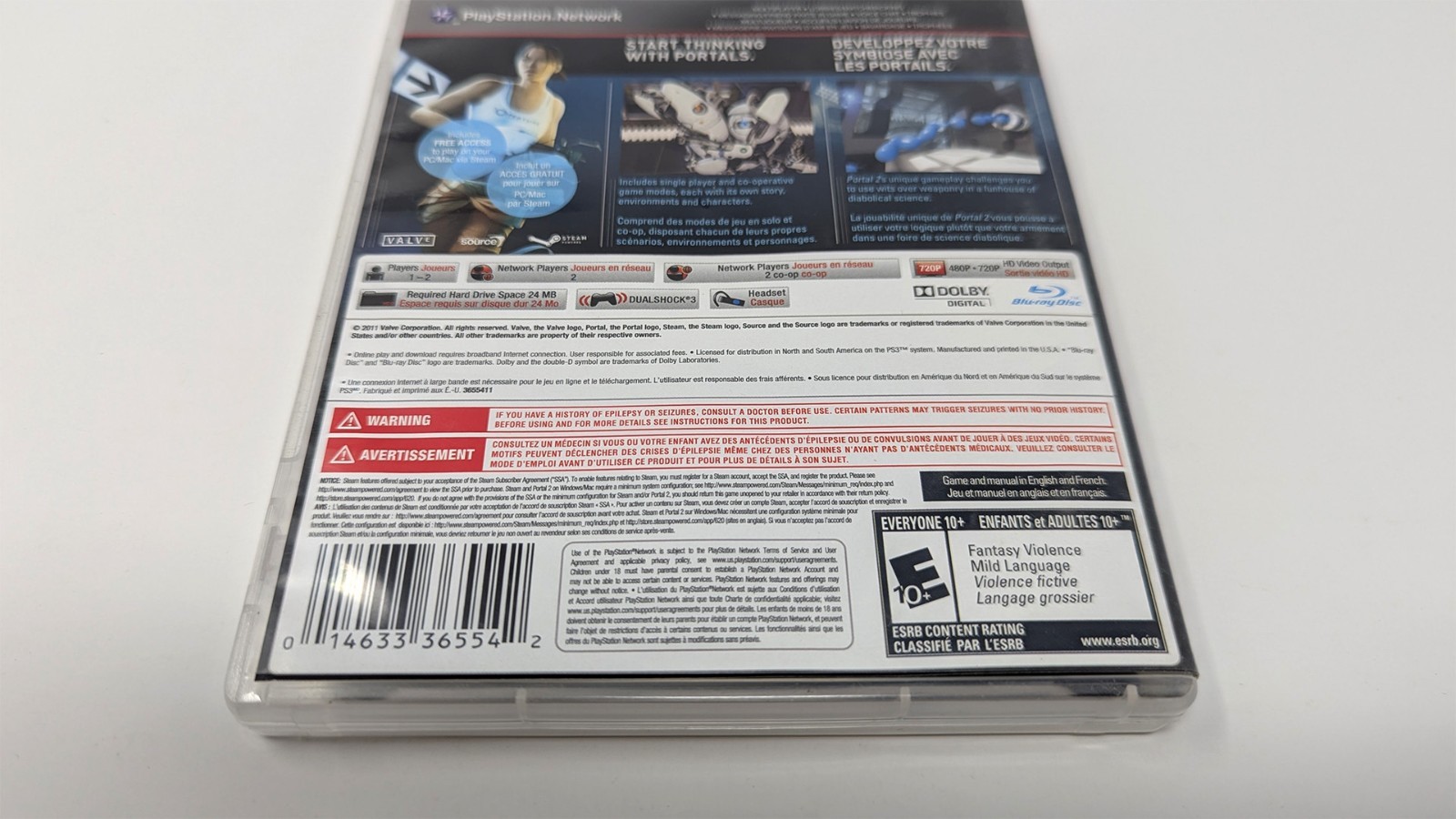 Portal 2 (PS3 PlayStation 3) Case + Manual + Insert (No Game)