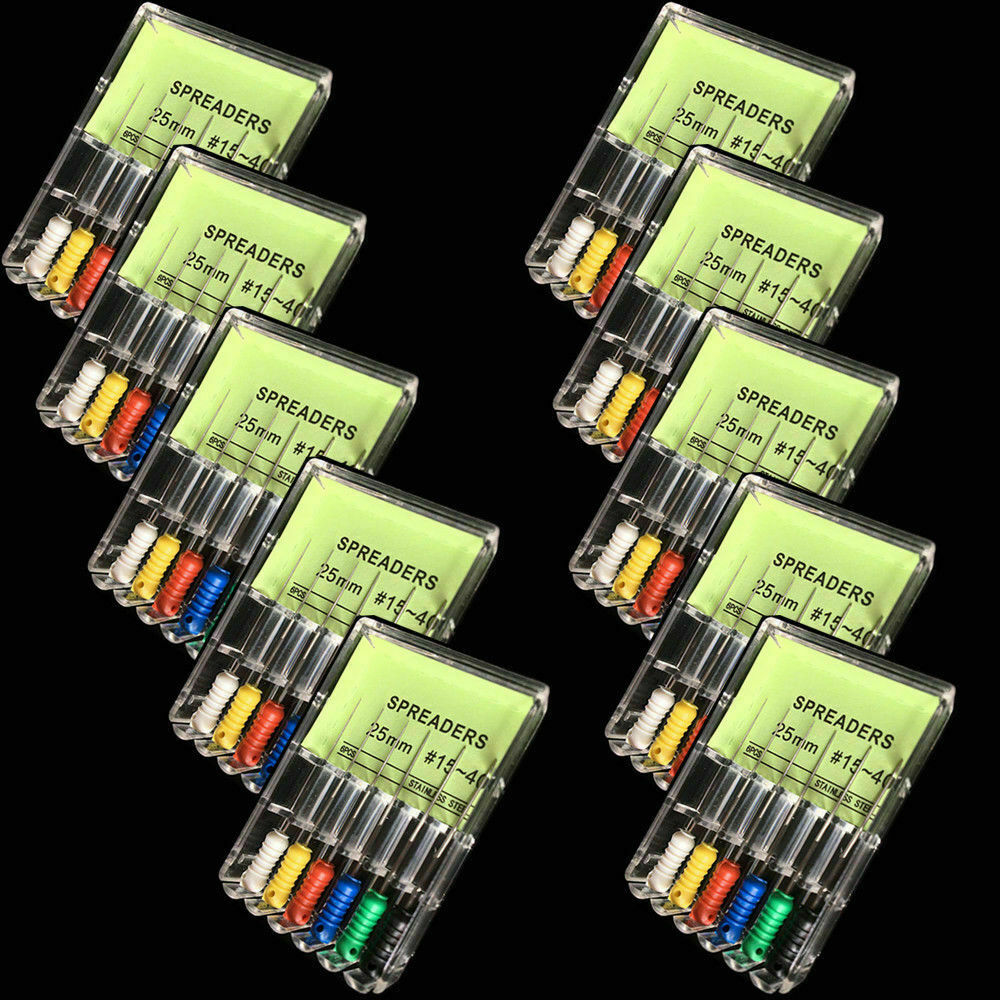 10 Packs Dental Spreaders 25mm #15-40 Stainless Steel Endo Root Canal Hand Files