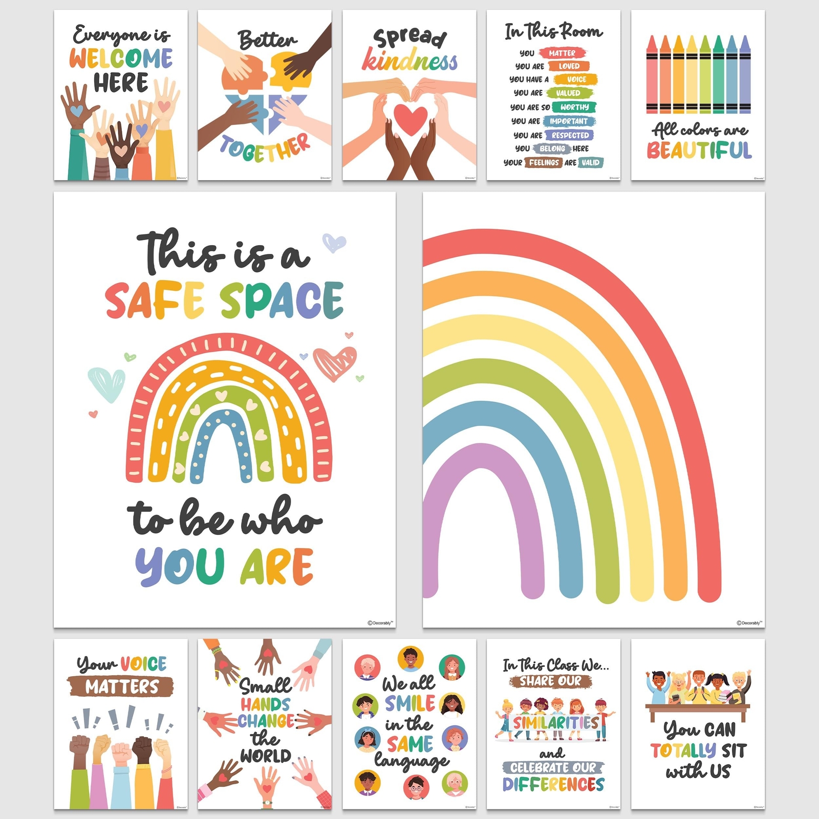 Decorably Diversity Posters for Classroom - 12 Inclusion Posters for Classroo...