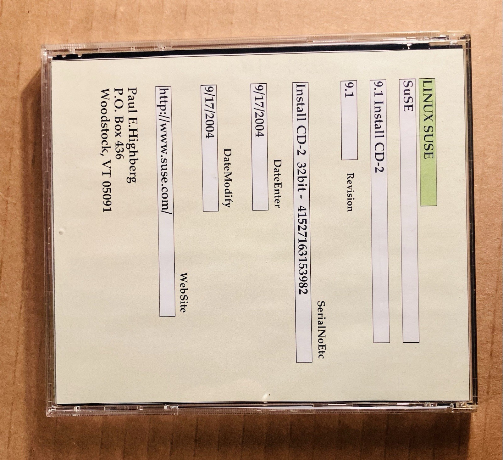 SUSE Linux Professional 9.1 Complete 5 Disc CD Set 2004 Vintage Software