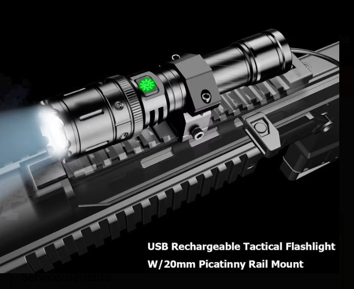 Tactical Rifle Light - Bright Rechargeable And Easy To Mount - Tail Switch Inclu