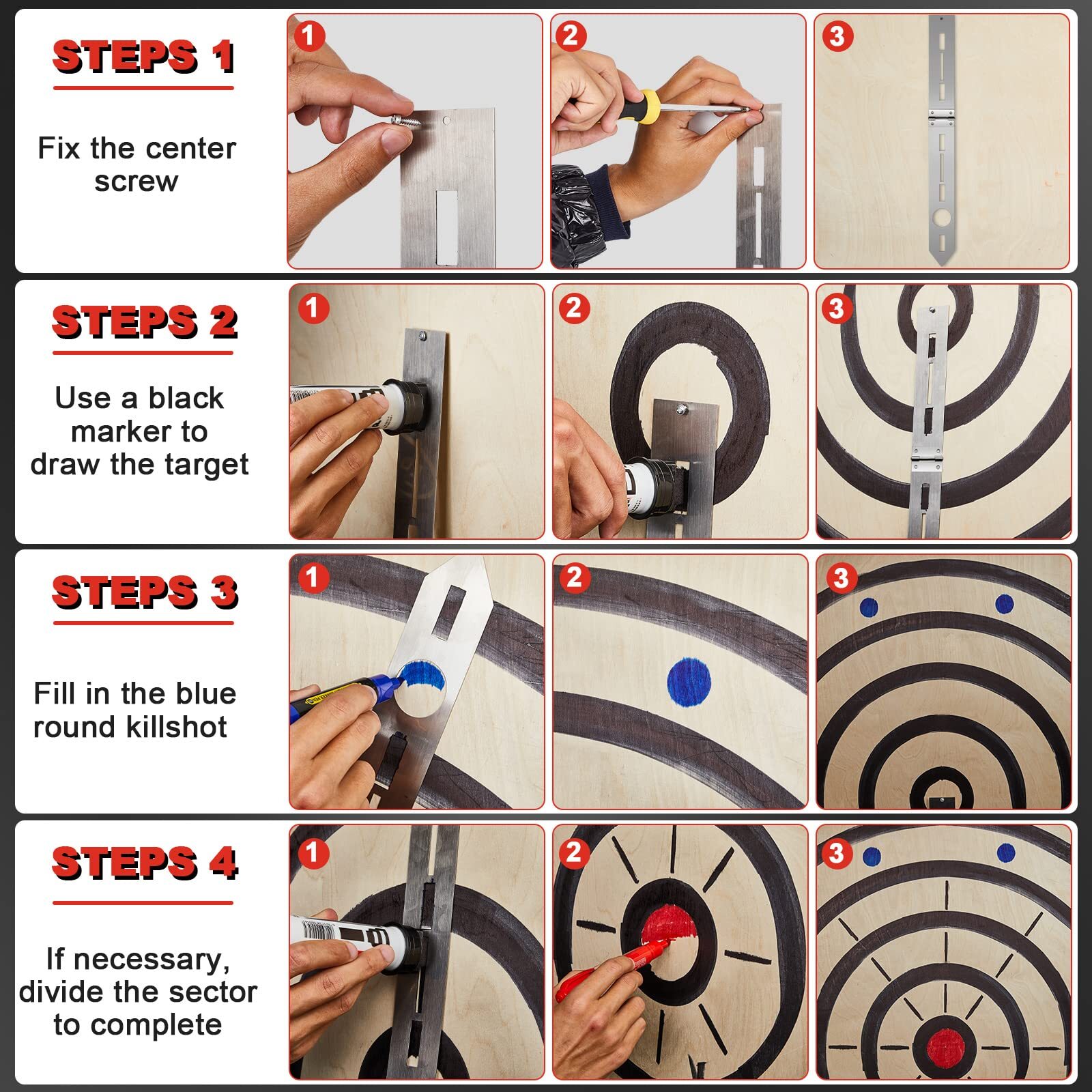 Axe Throwing Target Template Stainless Steel Target Template Stencil Comes wi...
