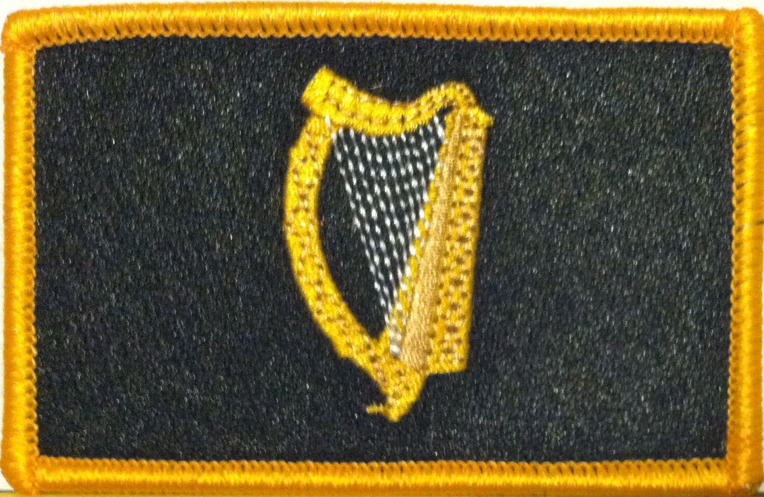 IRISH Flag Patch W/ VELCRO® Brand Fastener Black & Gold. Gold Border #3