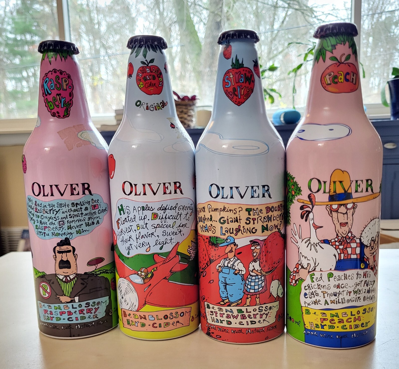 Oliver Beanblossom Hard Cider Aluminum Bottles Lot of 4 Unique Rare Empty