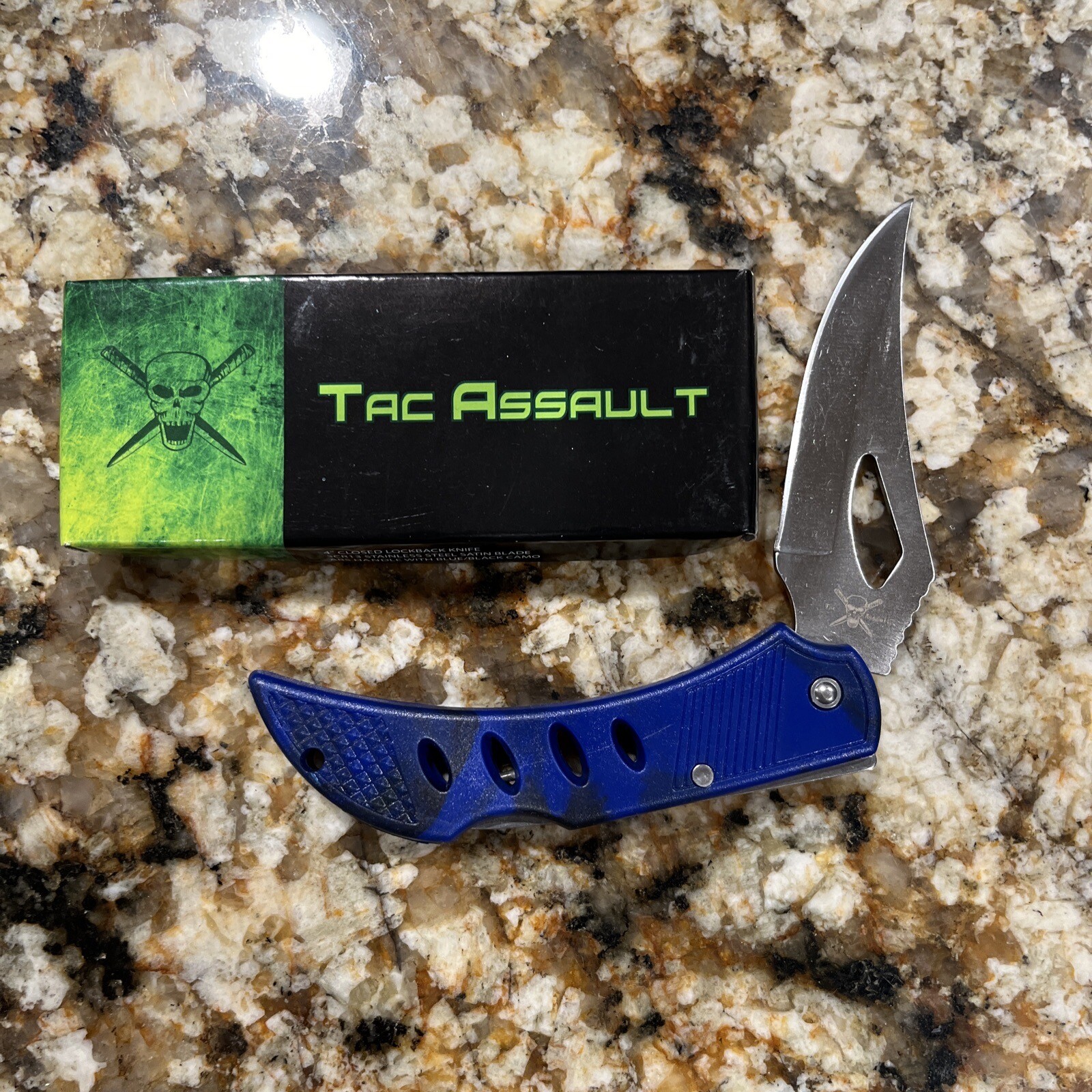 tac assault 4” black lockback folding knife stainless steel blade TA-007BL/BLK