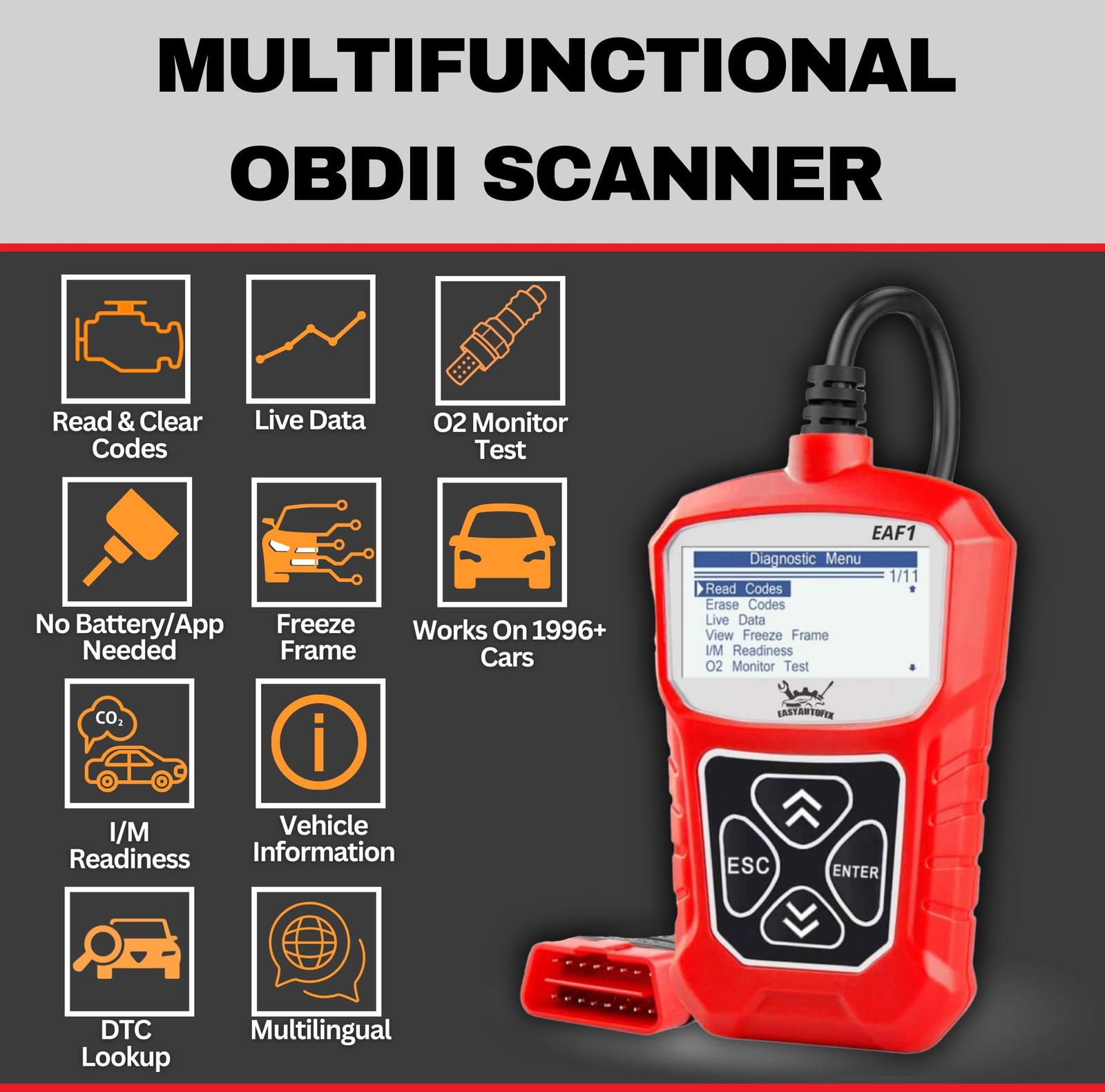 Eaf1 Obd2 Car Scanner Professional Automotive Diagnostic Tool Code Reader For En