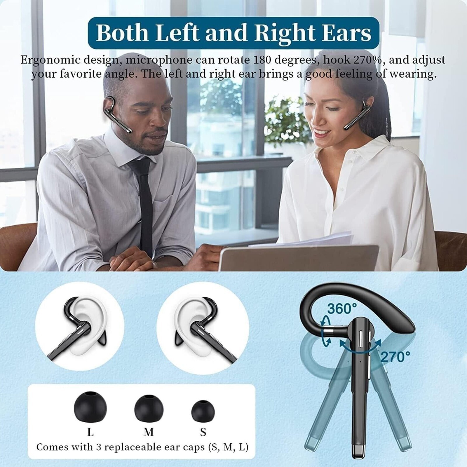 Trucker Wireless Headset Mic Blue Parrot Bluetooth Noise Cancellin Earpiece