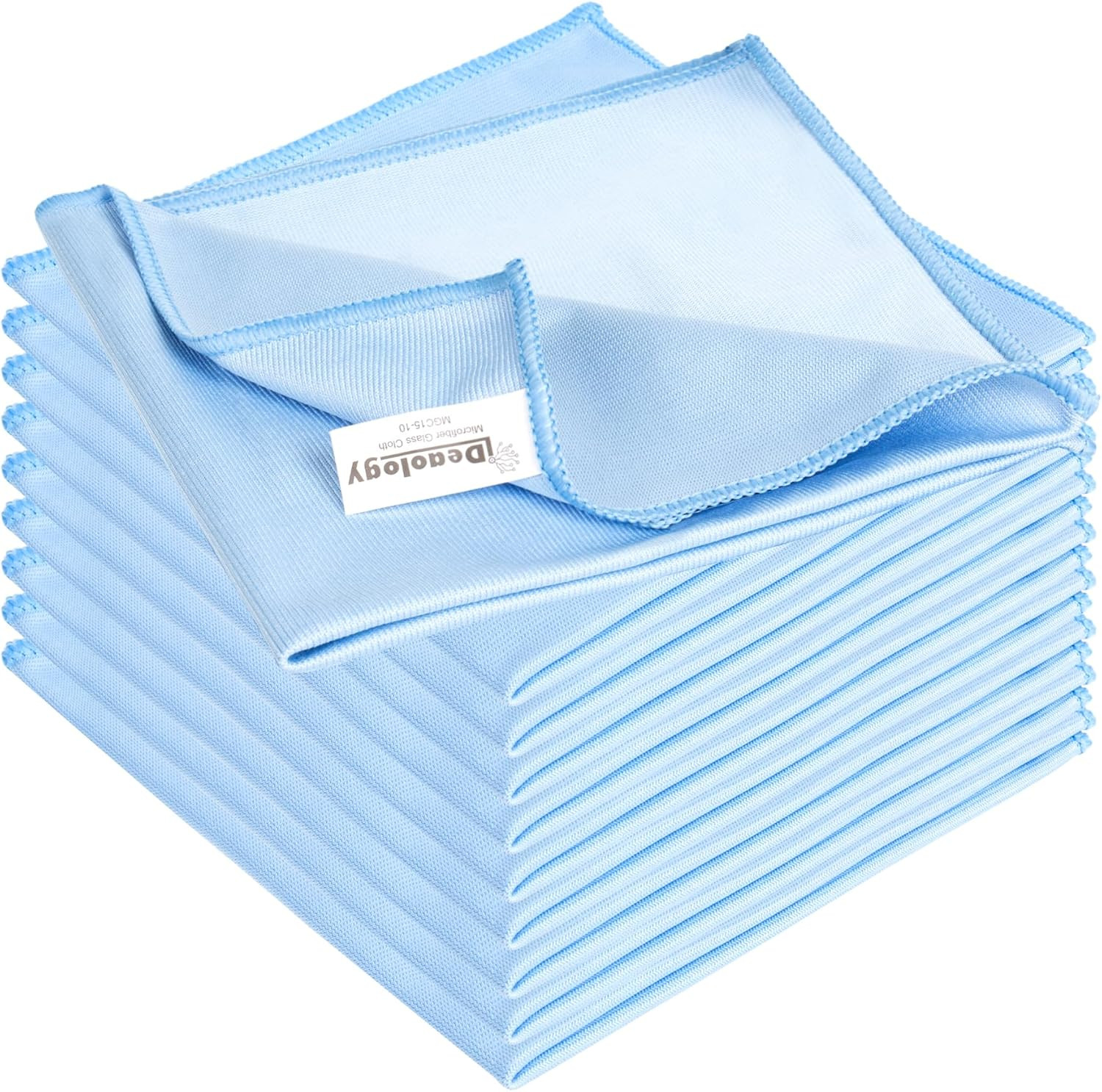 10 Pack XL Streak Free Premium Microfiber Glass Cleaning Cloth, 16 Inch X 16 Inc