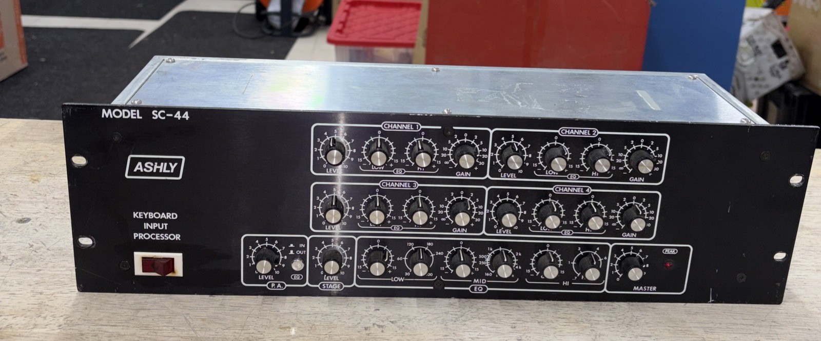 Ashly SC-44, Black, Keyboard Input Processor 4 Ch Mixer Eq, Vintage Rack