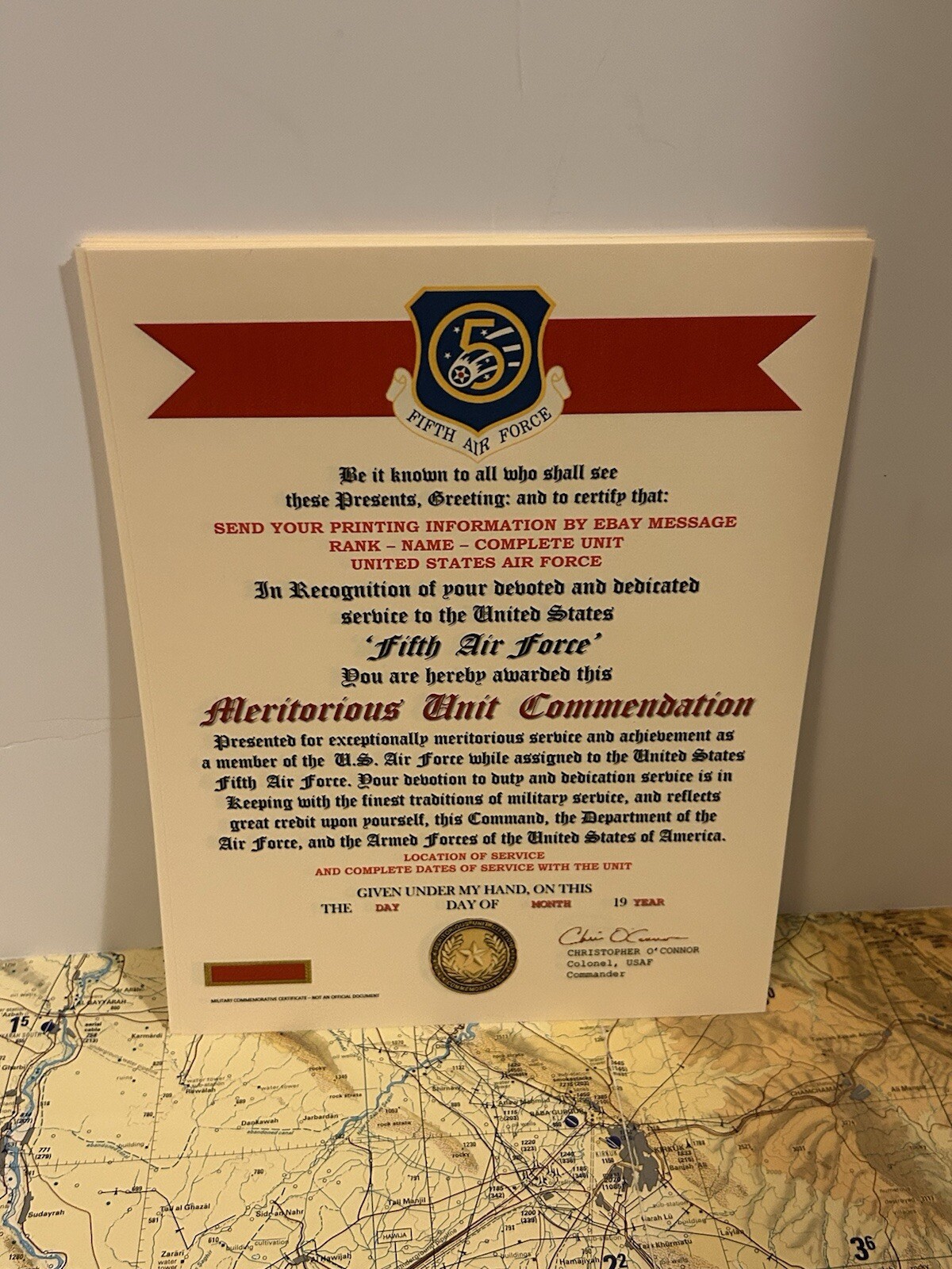 U.S. AIR FORCE / 5TH AIR FORCE - MERITORIOUS UNIT COMMENDATION CERTIFICATE