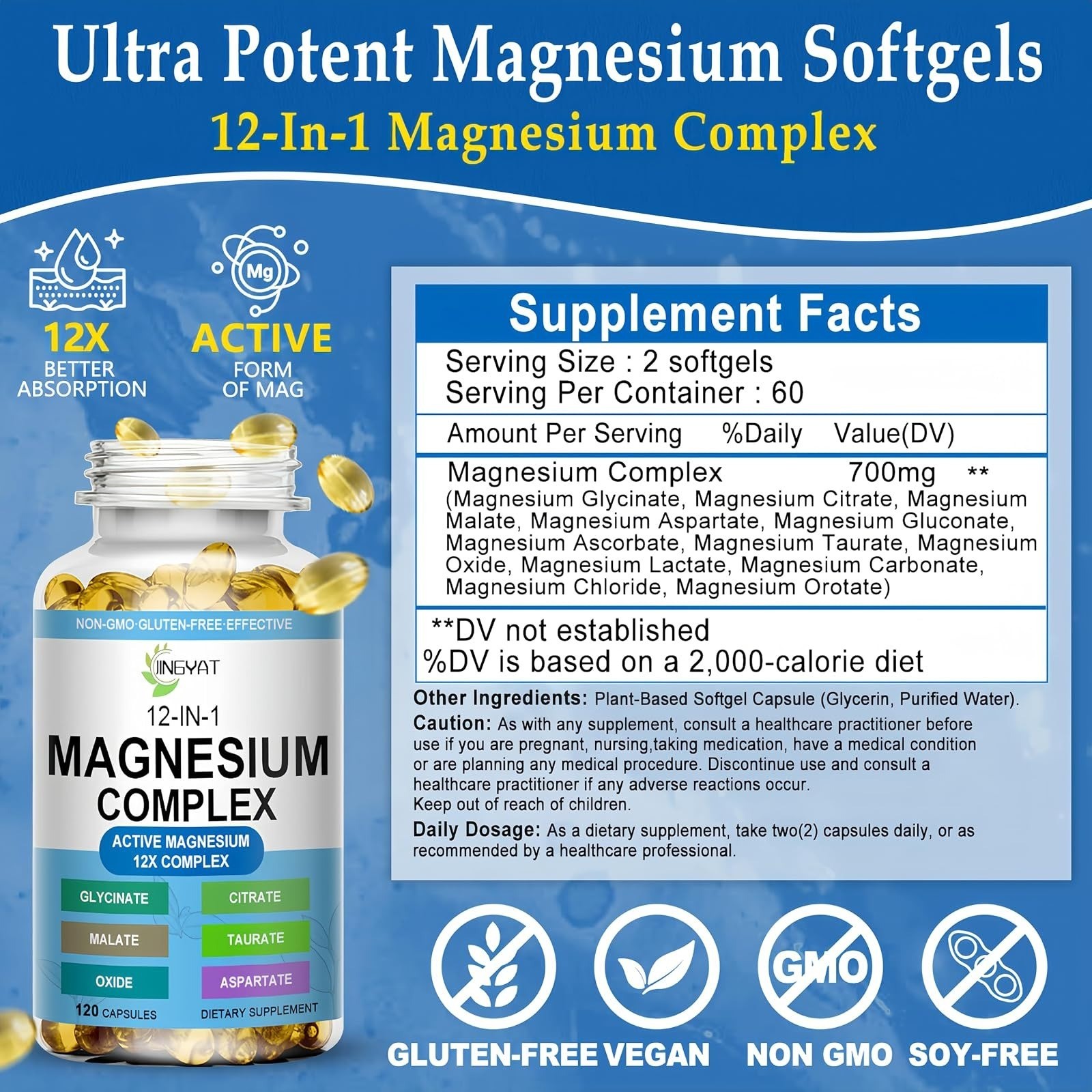 Magnesium Complex Softgels - 12-in-1 High Absorption Supplement
