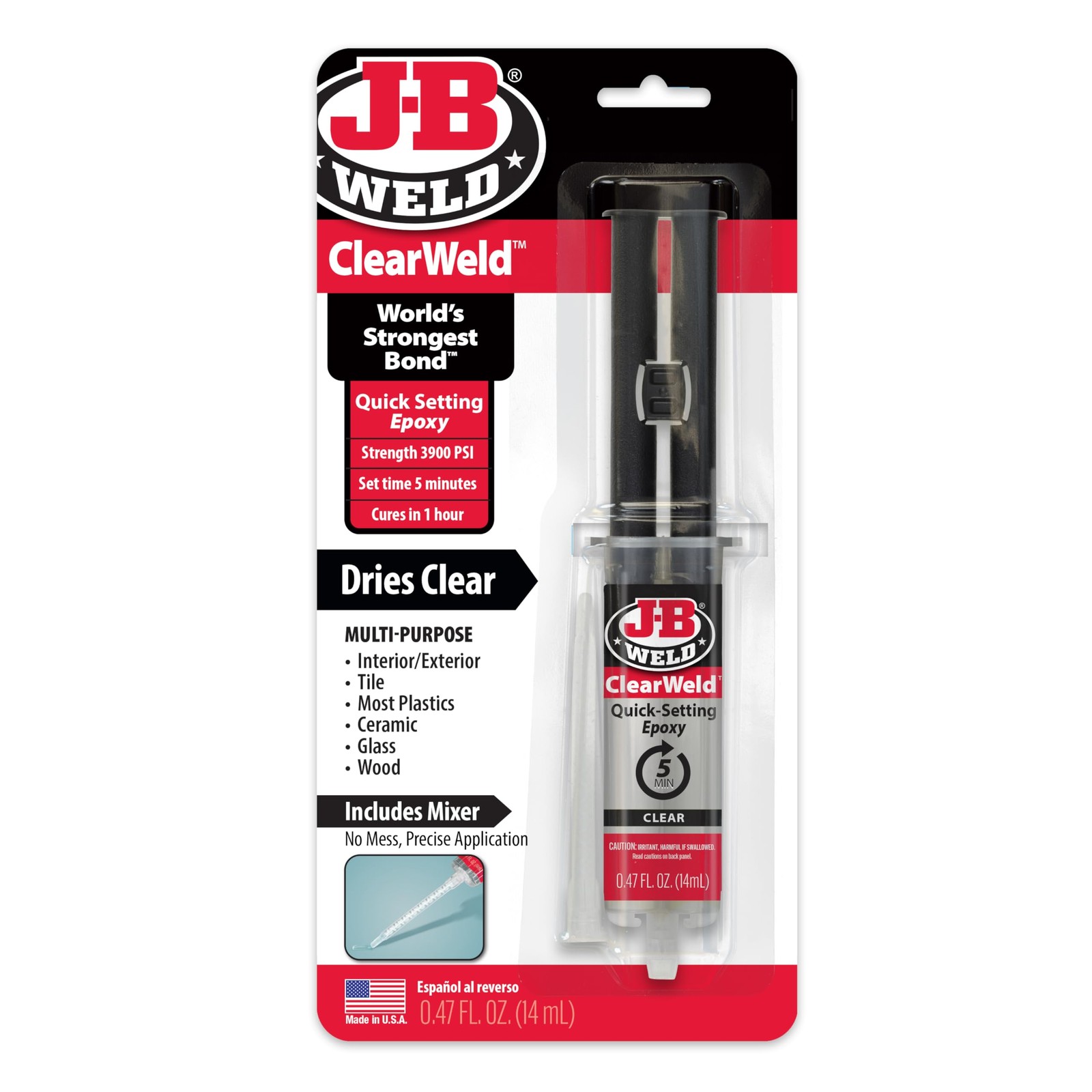 Clear Epoxy 5 Minute Cure 14ml with Static Mixer Fast Bonding Adhesive