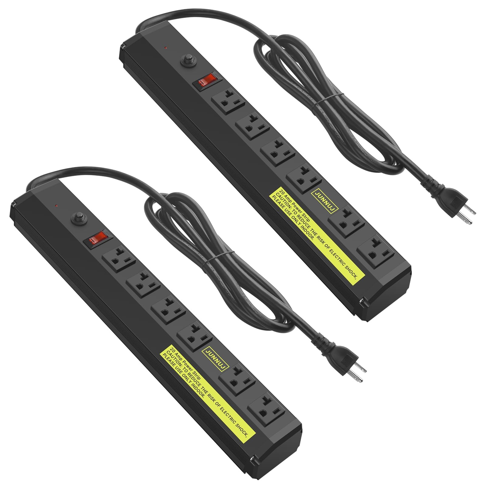 Heavy Duty 20 Amp Power Strip 2 Pack High Amp Surge Protector 6 Outlet 20A Po...