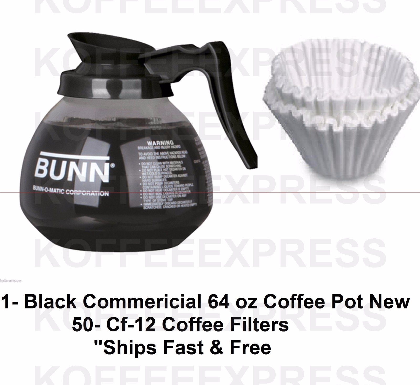 BUNN Coffee Pot Decanter 64oz glass 42400.0103, Black & 50 FREE CF12 FILTERS