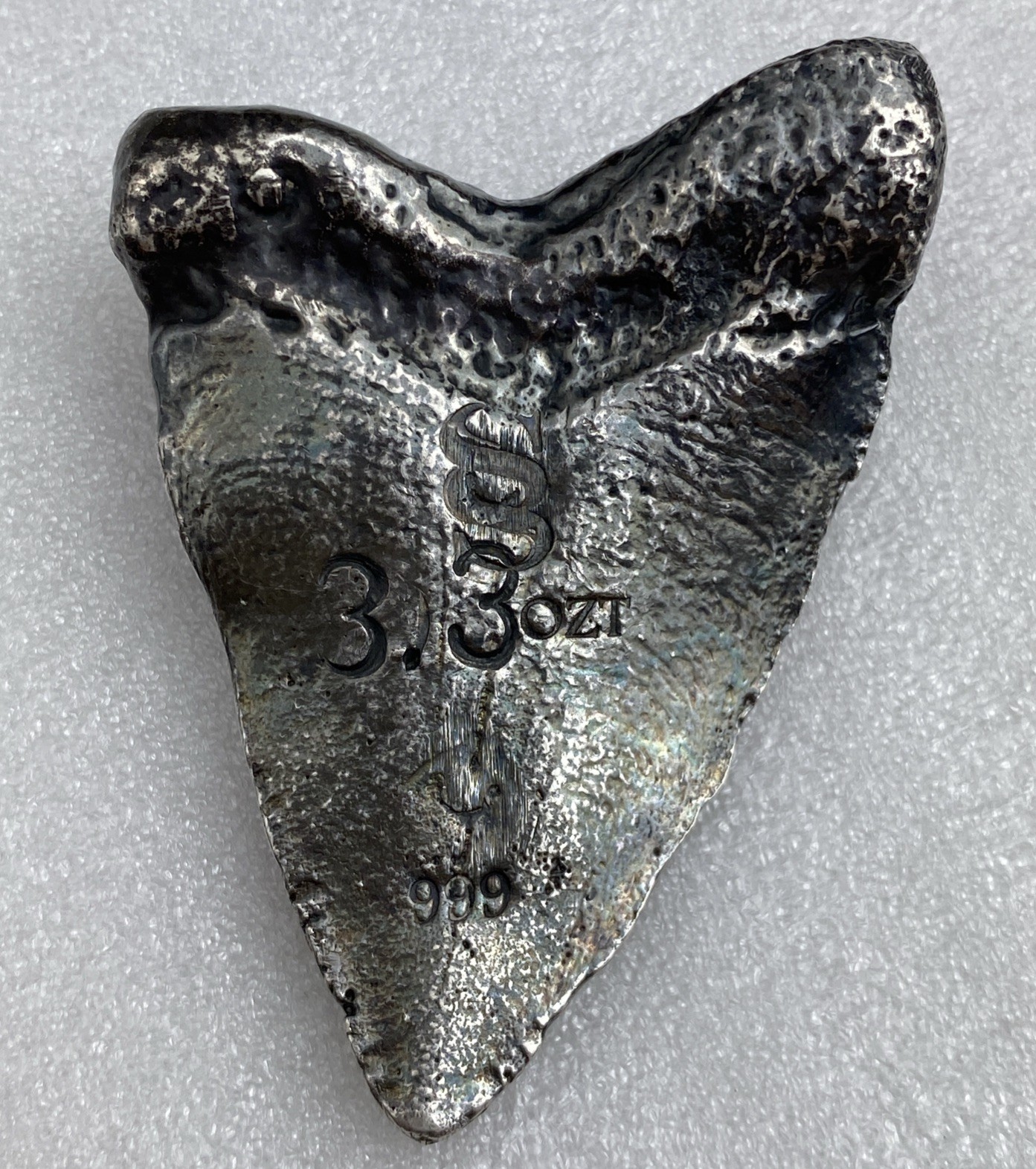 3.3 ozt .999 Fine Silver Megalodon Shark Tooth