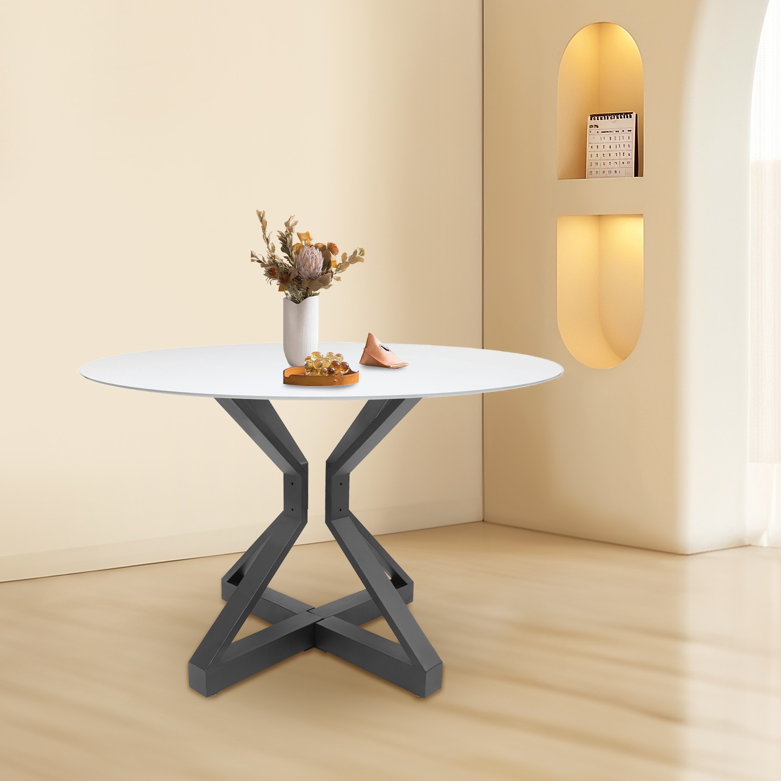 28 Inch Heavy Duty Pedestal Metal Table Base Dining Furniture Legs Black X-Frame