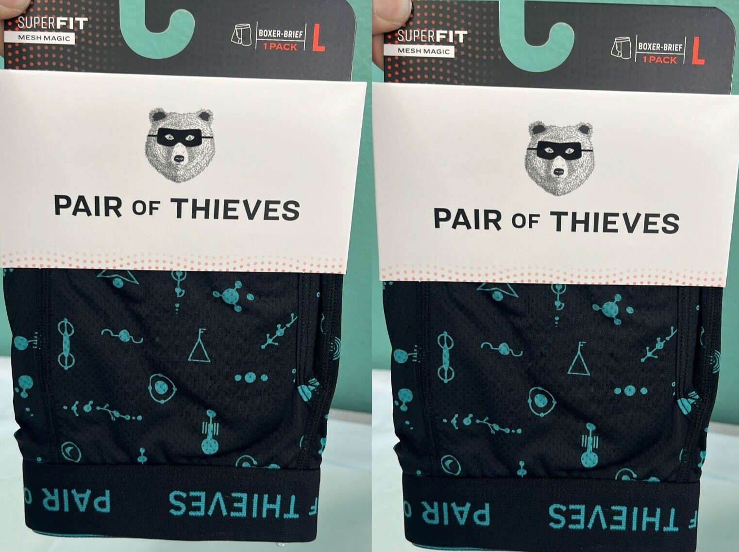 Pair of Thieves Men's Super Fit Boxer shorts -size L/Black/2 Pack SEALED