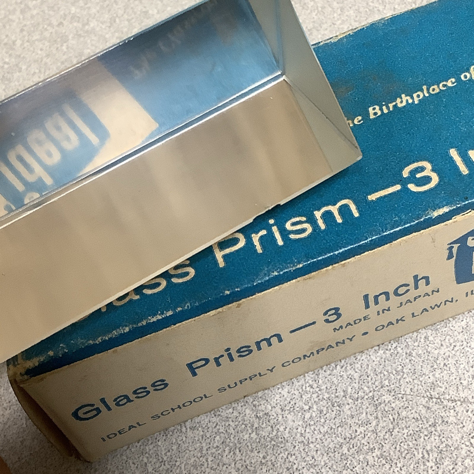 Vintage Ideal 3” Glass Prism Orig. Box School Supply Educational