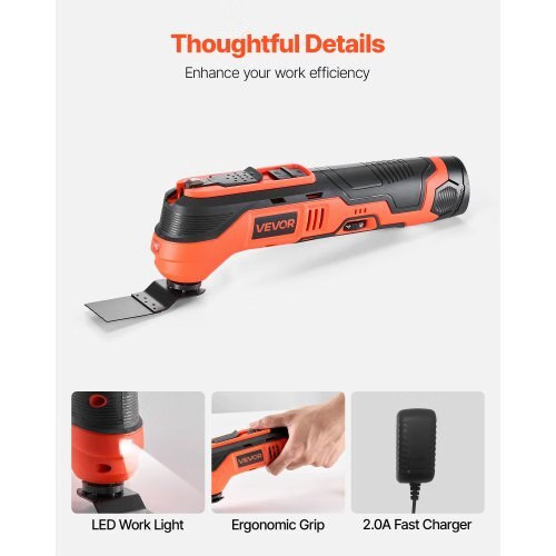 Cordless Oscillating Tool, 12V Multitool Oscillating Saw Tool with 6 Variable S