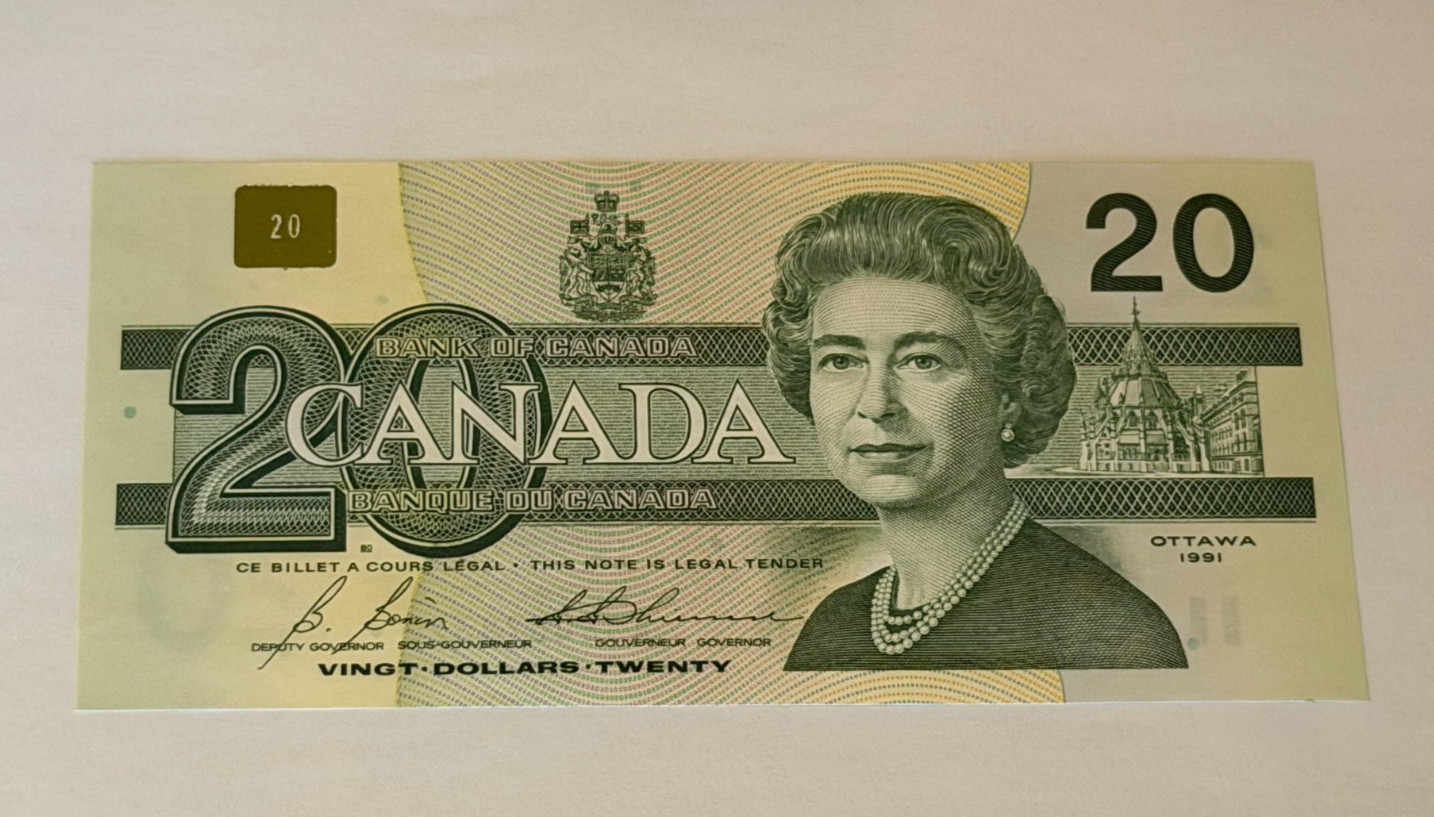 Bank of Canada 1991 $20 Twenty Dollar Bonin-Thiessen ASB Prefix UNC