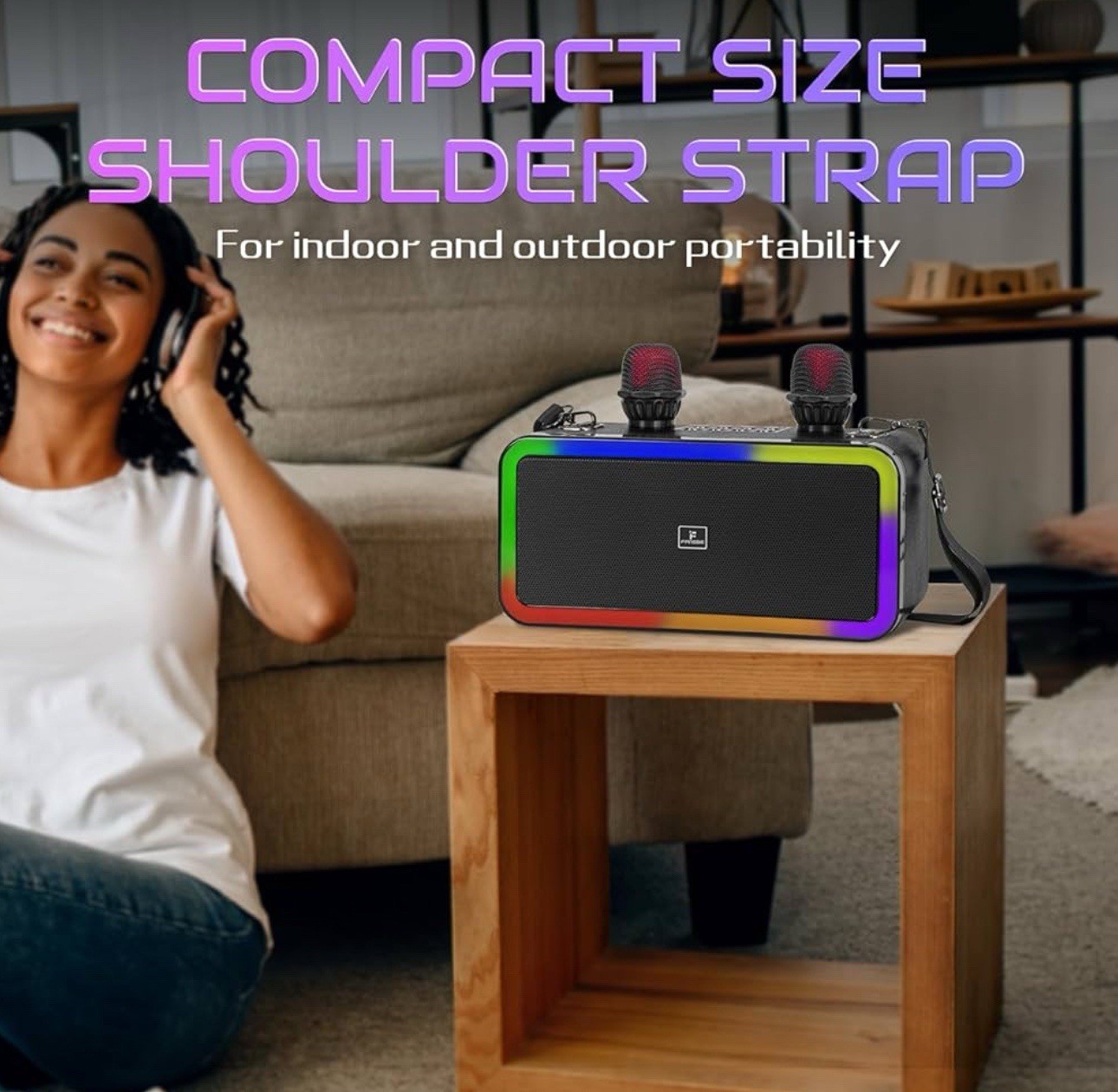 Fansbe Tech Karaoke Machine Bluetooth 2 Microphones Machine Bluetooth Sound