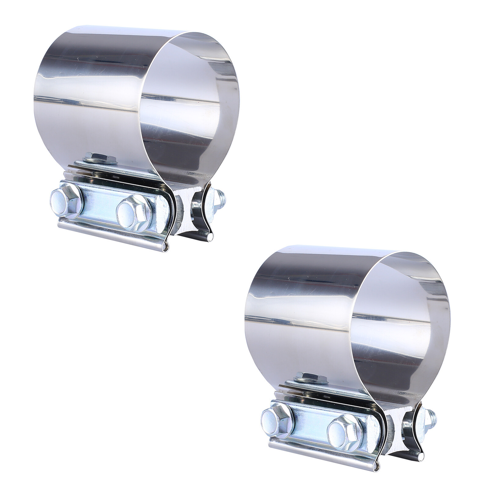 3" Stainless Exhaust Band Clamp Step Clamps for Catback Muffler Pipe 2PCS