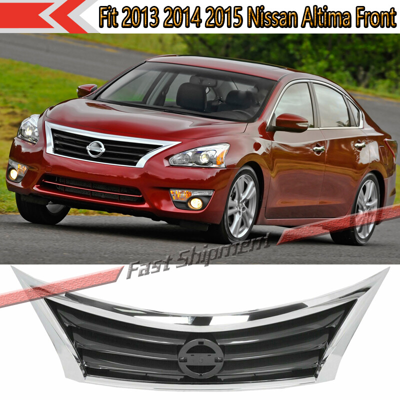 Fit 2013 2014 2015 Nissan Altima Front Upper Bumper Chrome Grille Grill Assembly
