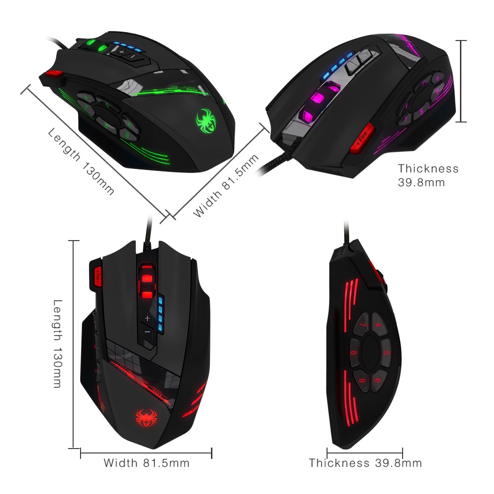ZELOTES C-12 Wired USB Optical Gaming Mouse 12 Programmable Buttons Compute ASEW