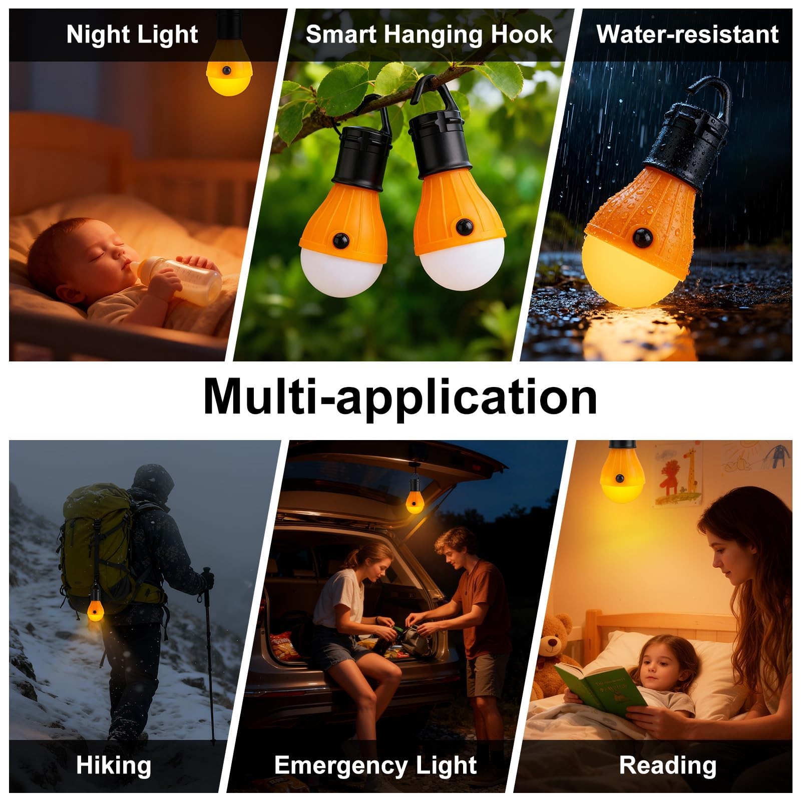 Portable Soft Amber Yellow Bug Resistant LED Hanging Camping Lantern Light