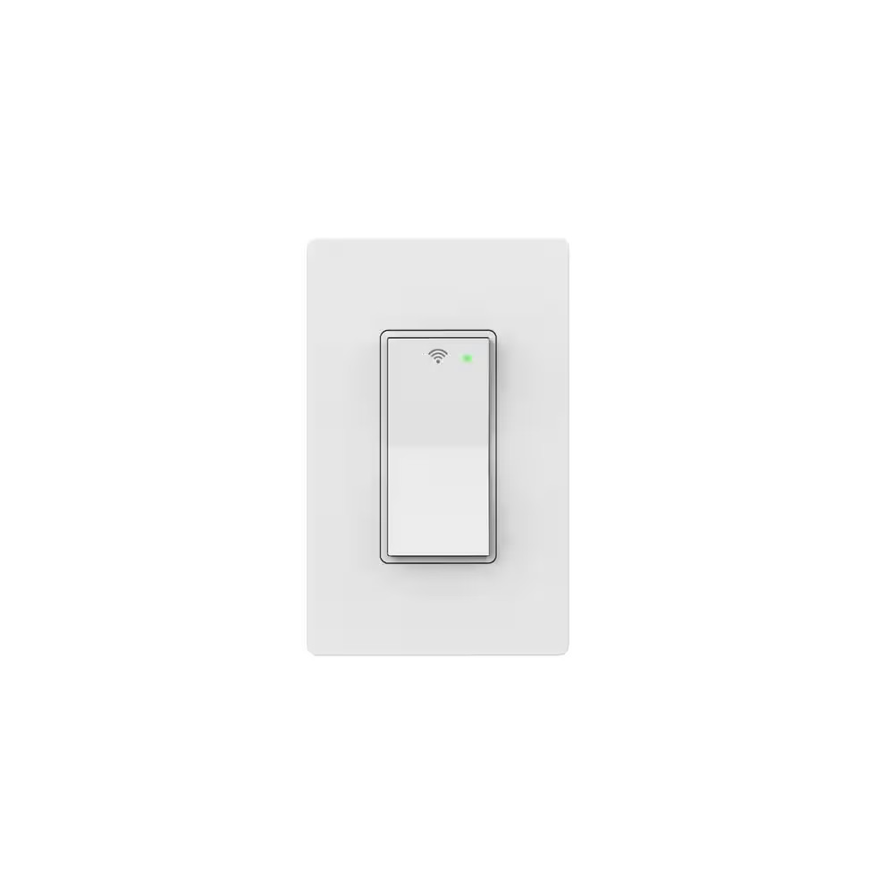 15 Amp Single-Pole White Smart Light Switch with Wi-Fi and Bluetooth Technology