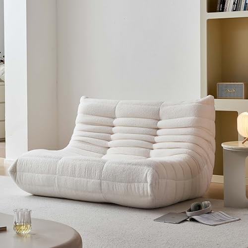 Bean Bag Chair for Adults, Oversized Fireside Chair Comfy Bean Loveseat Beige