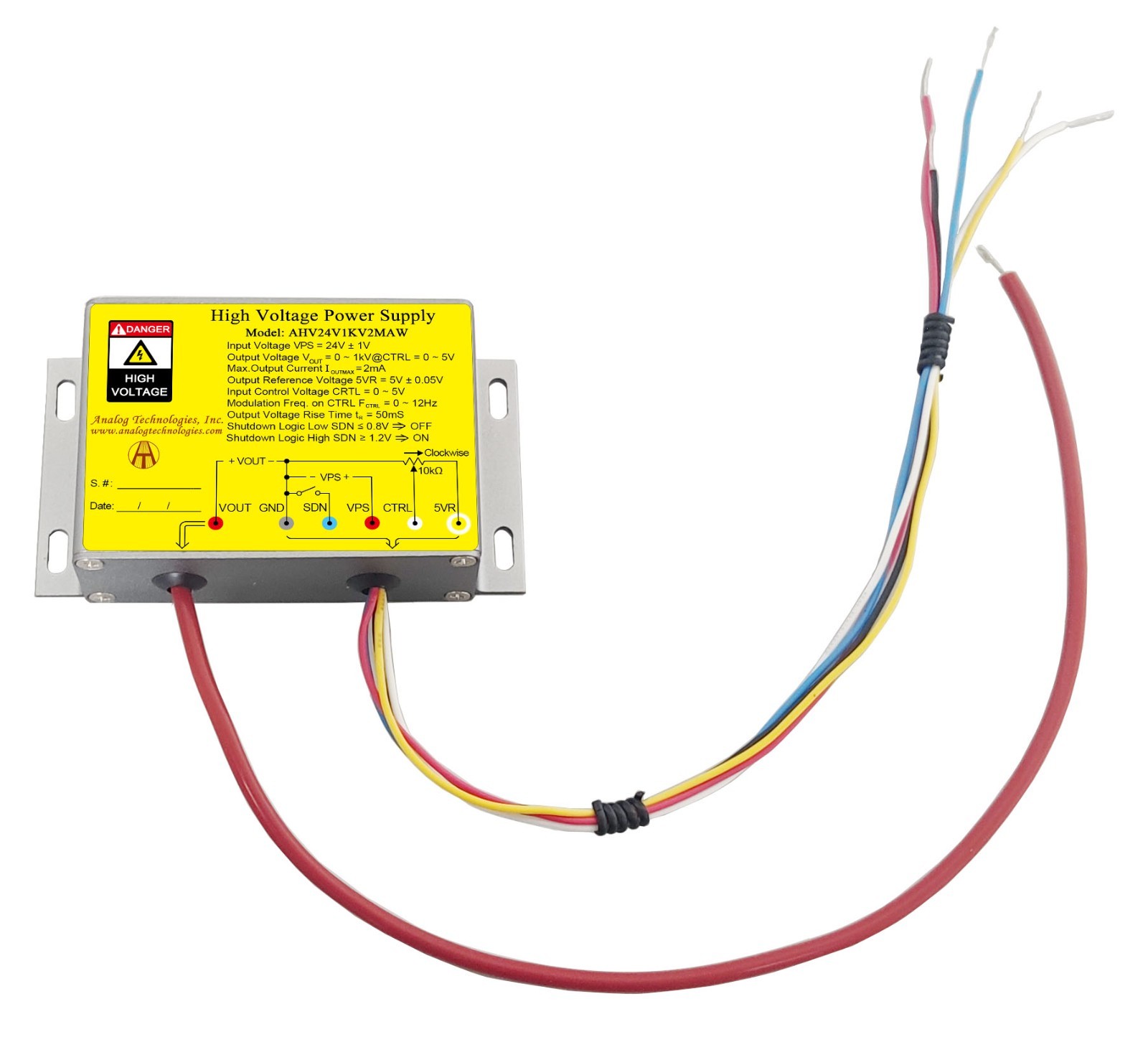 AHV24V1KV2MAW DC-DC HV Power Supply Module 24V Input 0-1KV 2mA Control