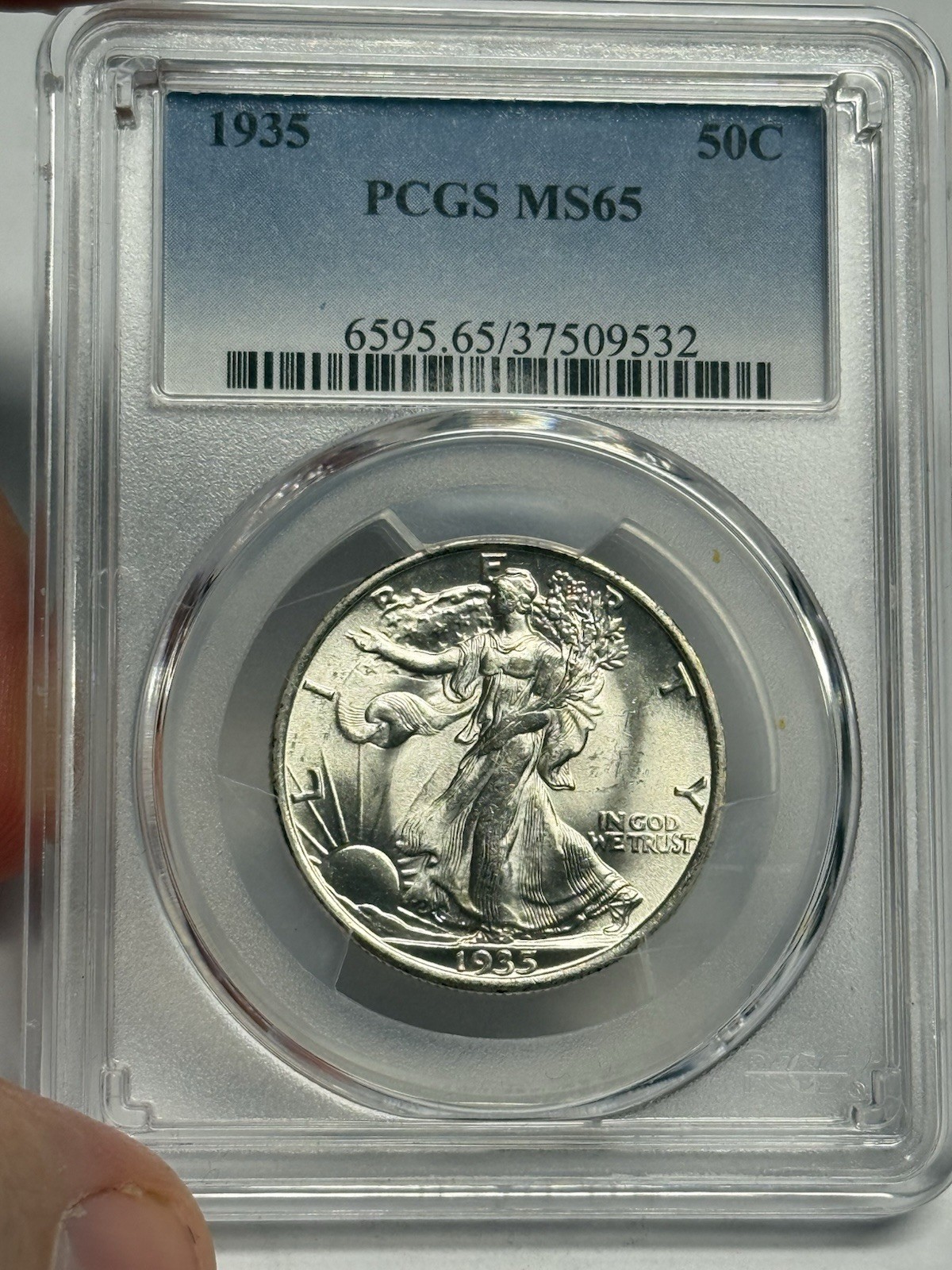 1935-P PCGS MS65 Walking Liberty Silver Half Dollar, Lustrous 50c U.S. Coin