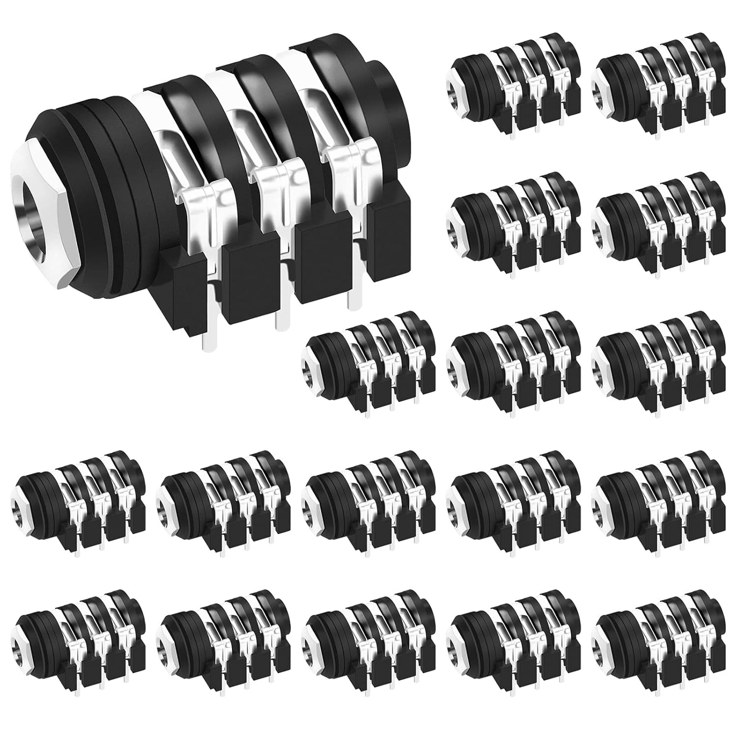 DAIERTEK 1/4 Inch Jack Female 6.35mm Stereo Input Socket PCB Mount 6...