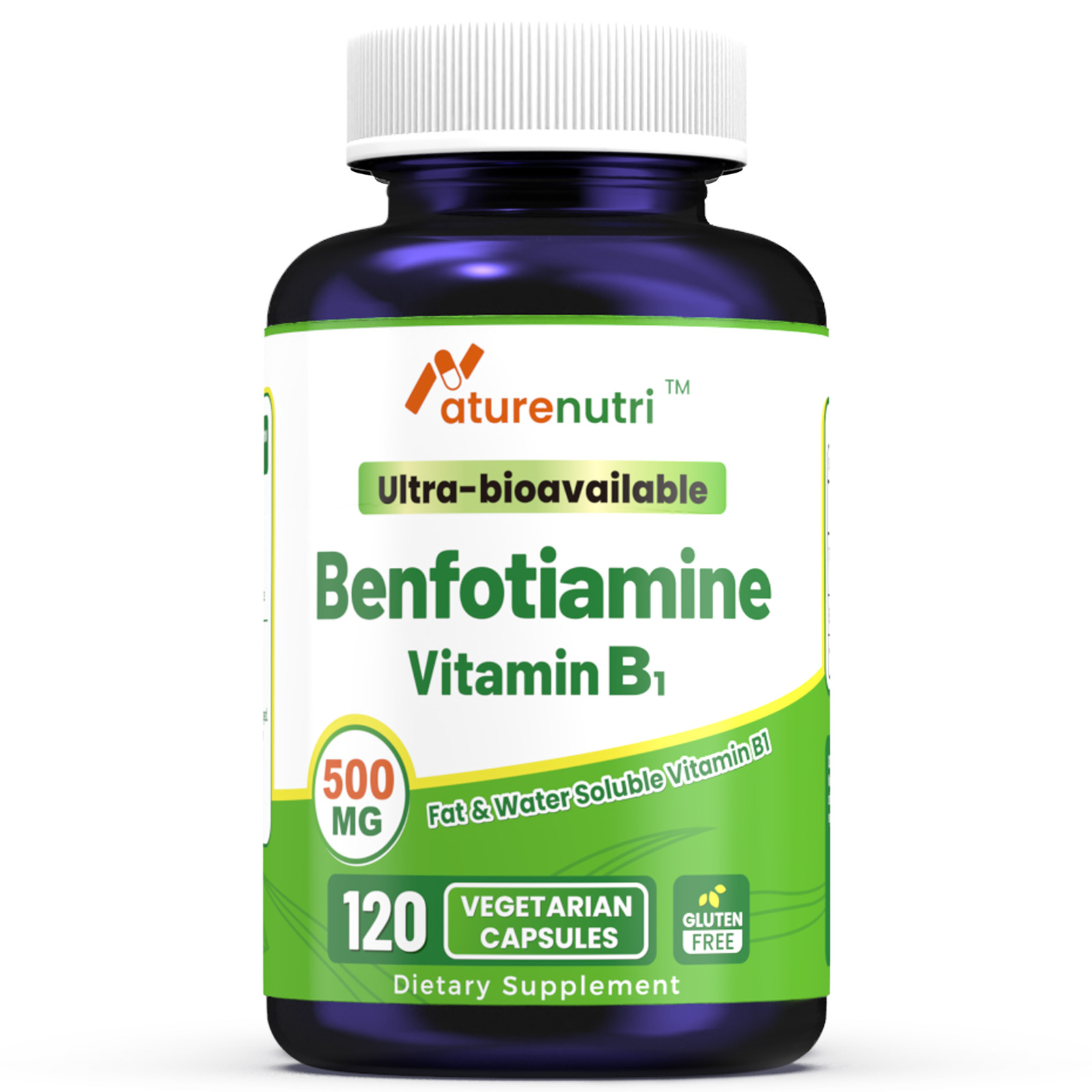 Benfotiamine 500mg 120 Veg Capsules Fat & Water Soluble Vitamin B1- Gluten Free