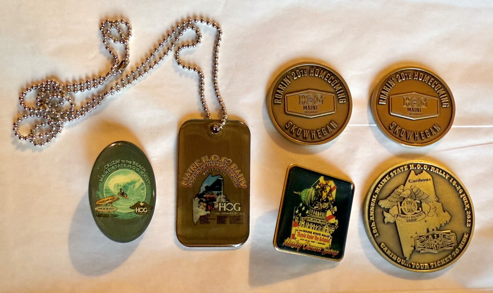 Lot of 6 Harley Davidson HOG Coins, Pins Dog Tag 2007, 13,14 & 15 - NEW