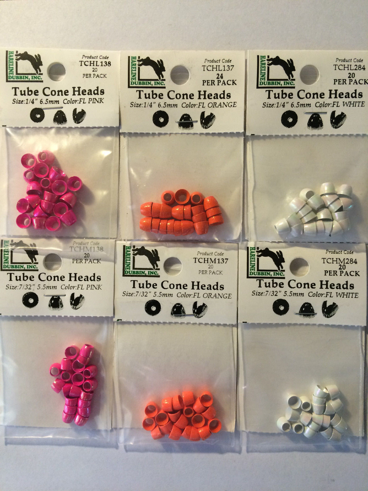 HAREELINE TUBE CONE HEADS - Fly Tying Sizes 14" & 3/32"