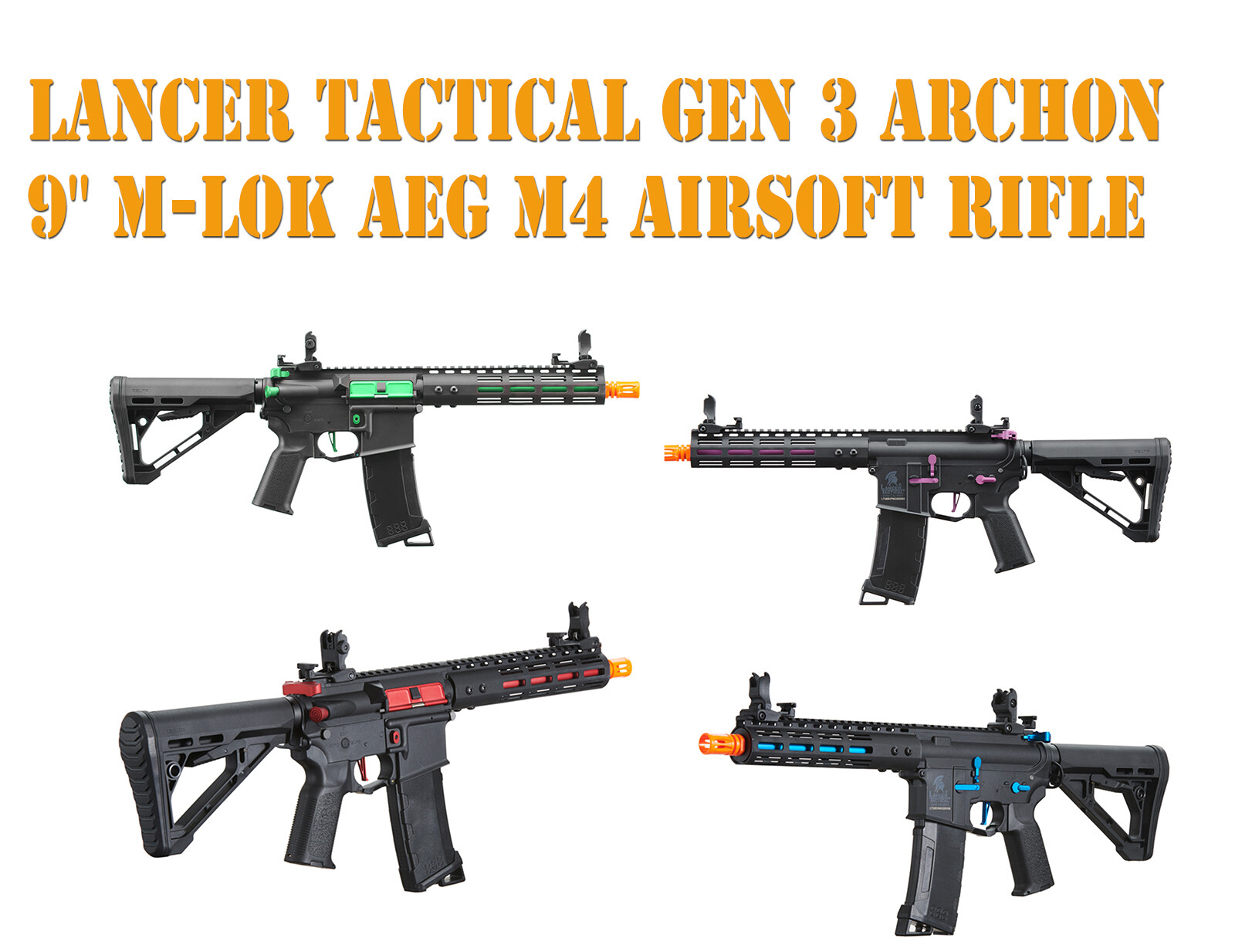 Lancer Tactical Gen 3 Archon 9" M-LOK AEG Airsoft Rifle w/Delta Stock 380FPs Gun
