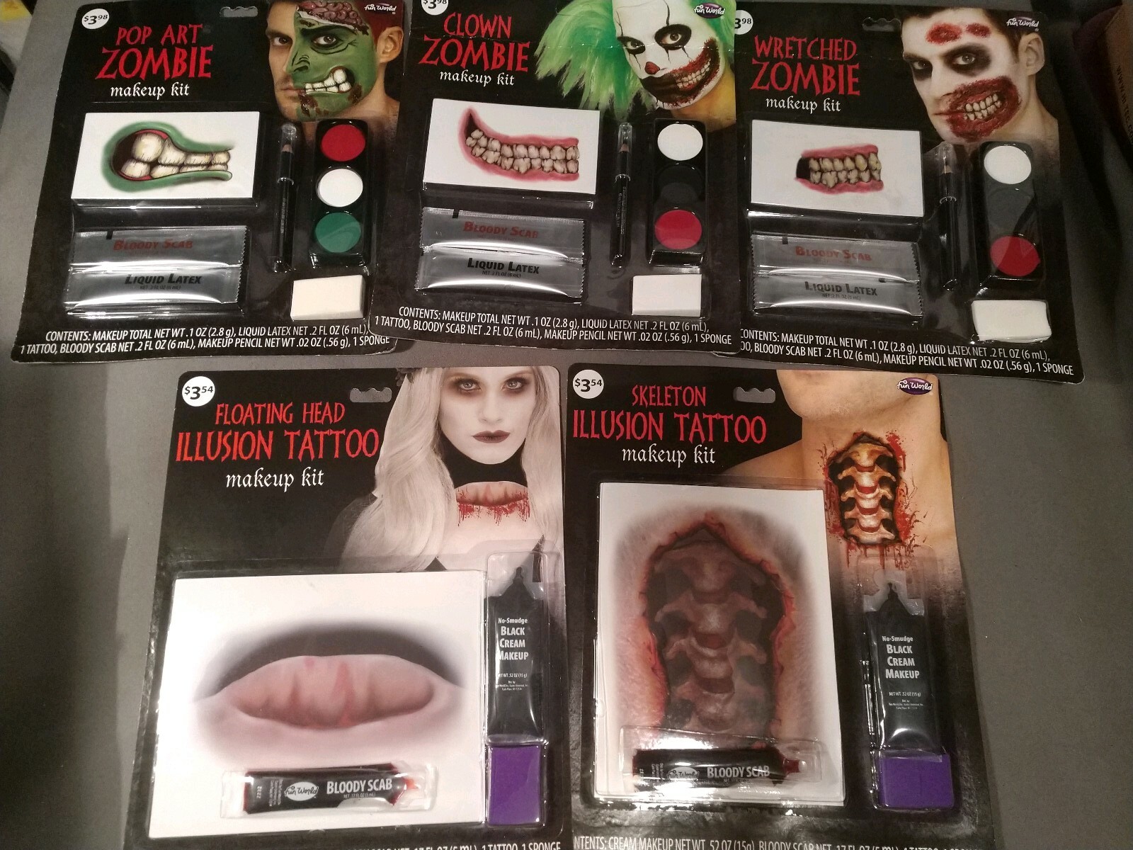 Fun World Makeup Kit NEW! Halloween Zombie - You choose which ones you want