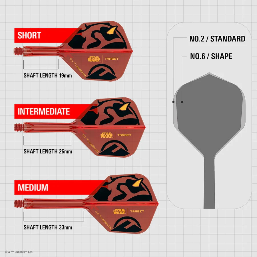 TARGET STAR WARS DARTH MAUL K-FLEX 1 PIECE MEDIUM SHAFT & NO6 FLIGHT