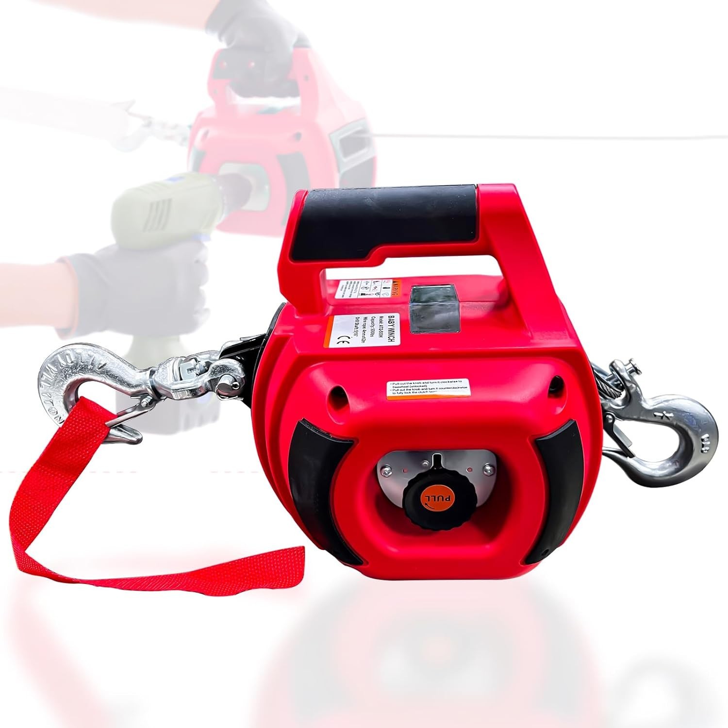 Portable Drill Winch 1000LB Pulling Capacity with 40 Feet Steel Wire Rope