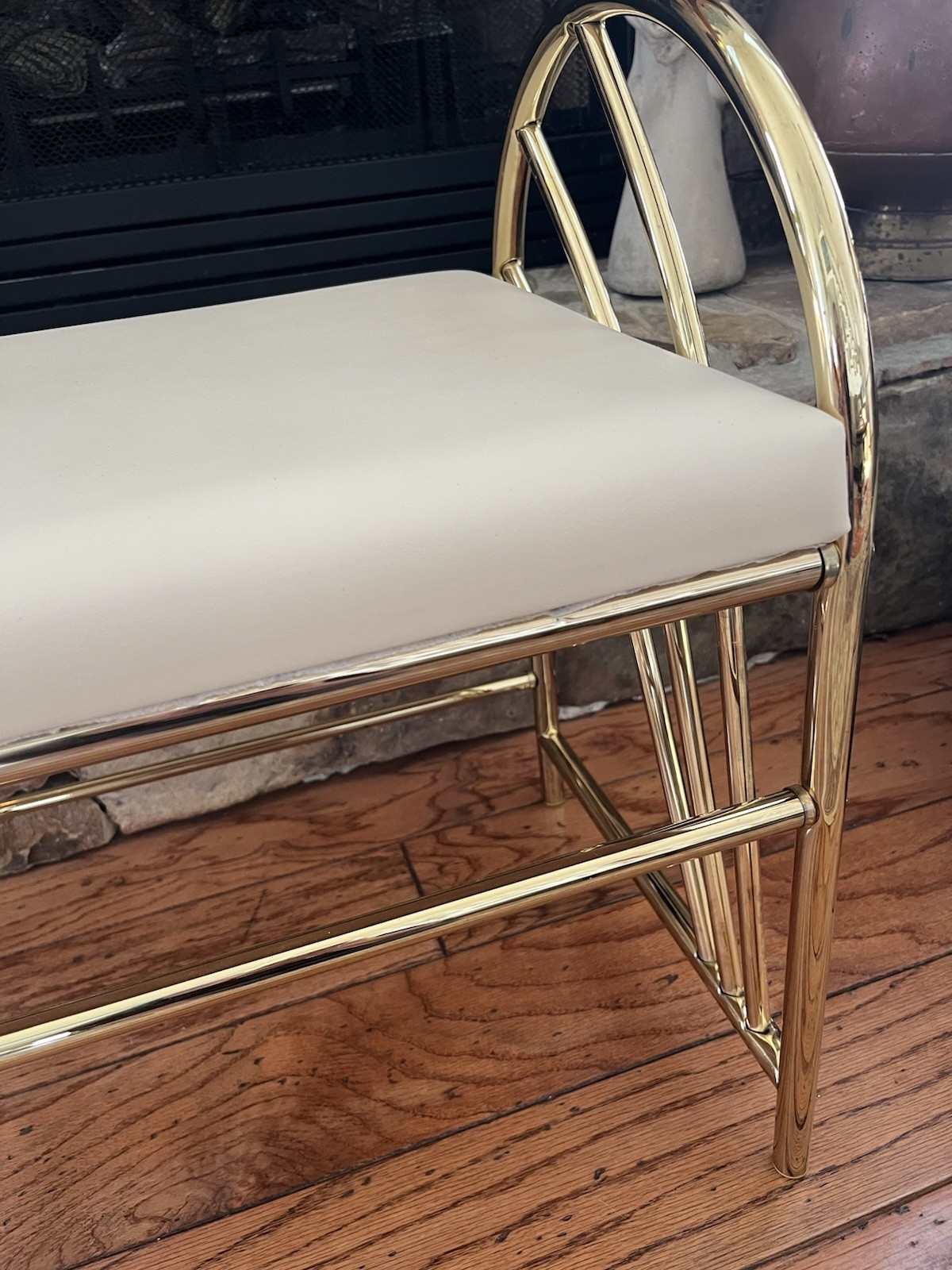 Vintage Brass Plated Rosalco Commodore Vanity Accent Bench MCM 20" W 1970's
