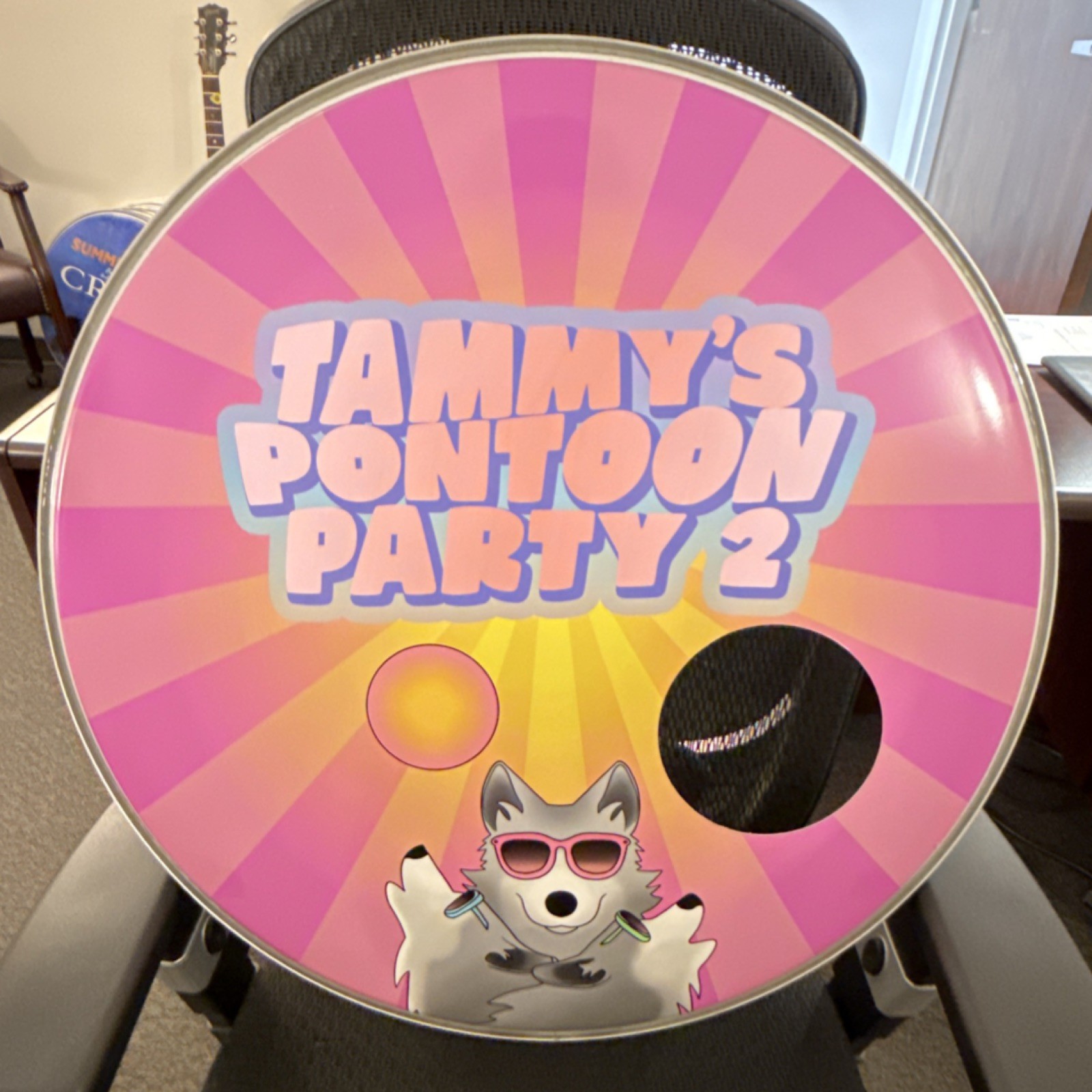 Tammy's Pontoon Party 2 Custom Resonant Head for Bass Drum Pink Port Hole