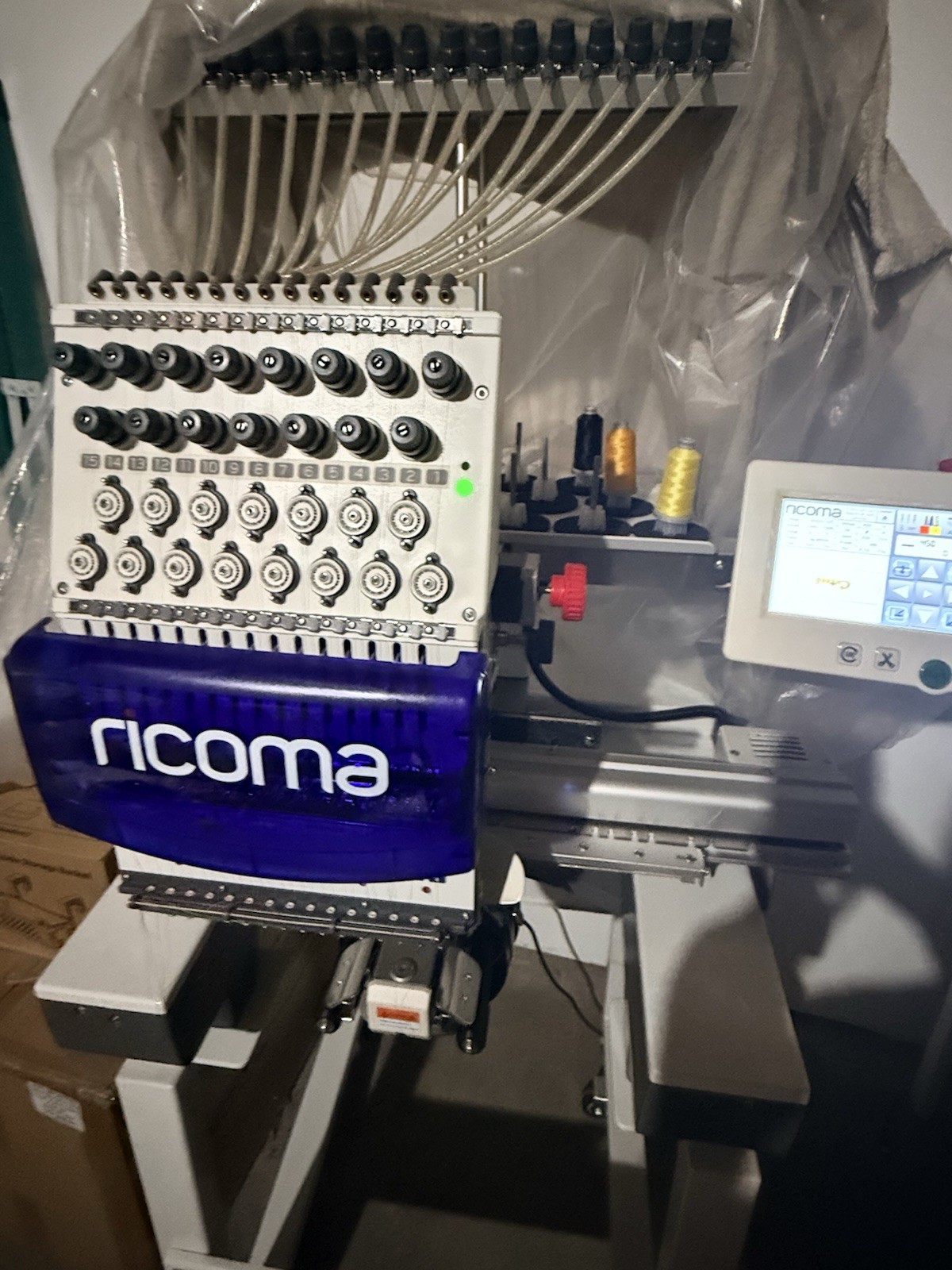 Ricoma Single Head 15-Needle Embroidery Machine Touchscreen Control