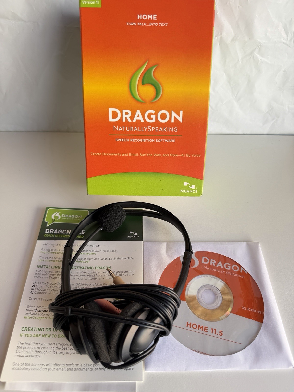 Dragon NaturallySpeaking Home 11.5 Speech Recognition Software w/ Headset PC