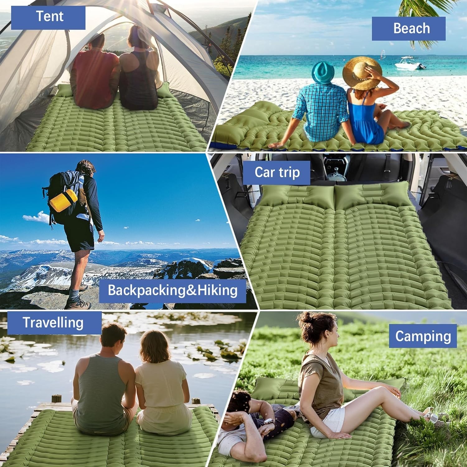 Double Sleeping Pad for Camping - Ultralight & Self-Inflating Comfort