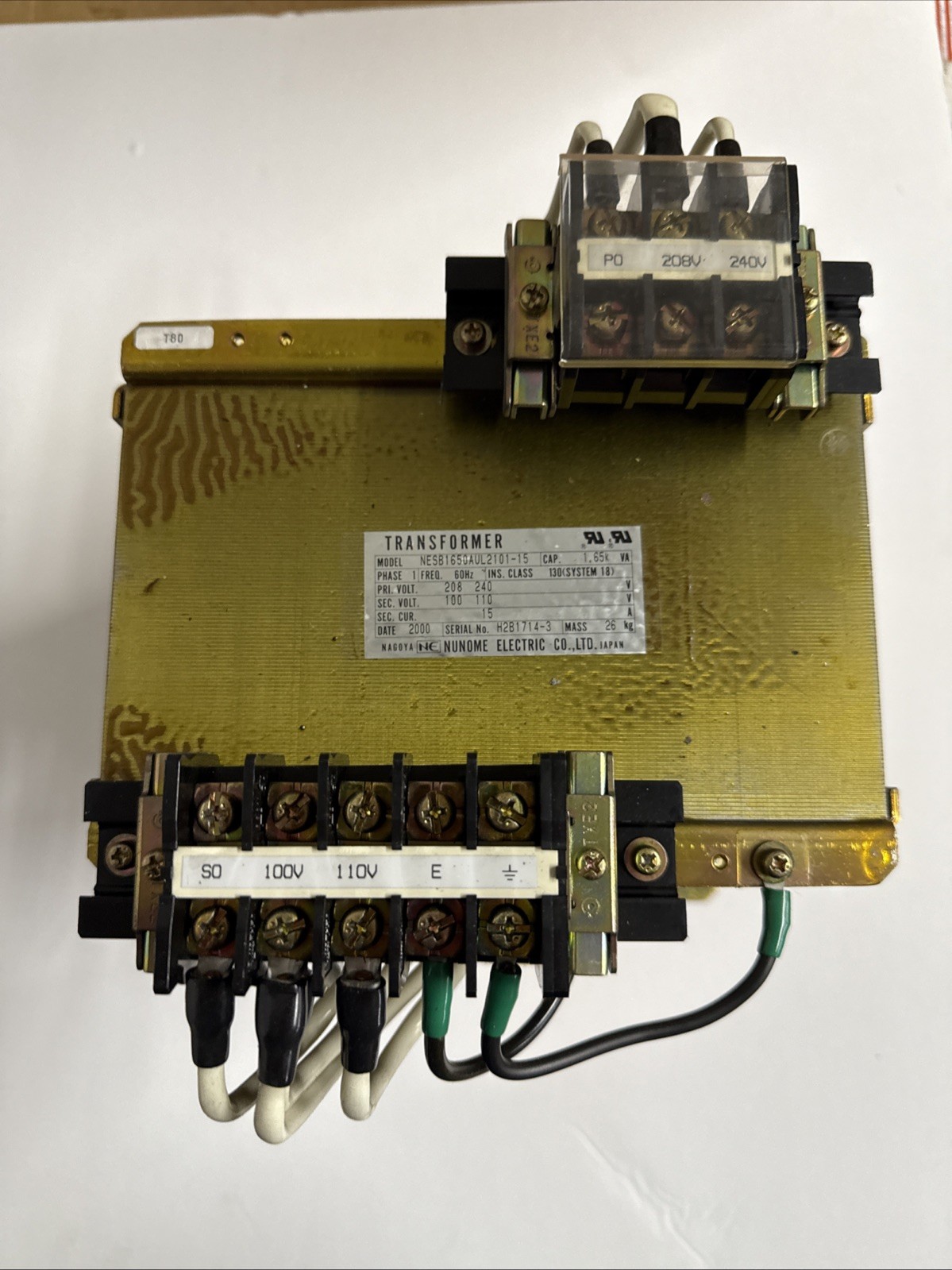 NAGOYA NUNOME TRANSFORMER NESB1650AUL2101-15 1.65kVa Pri 208/240 Sec 100/110v