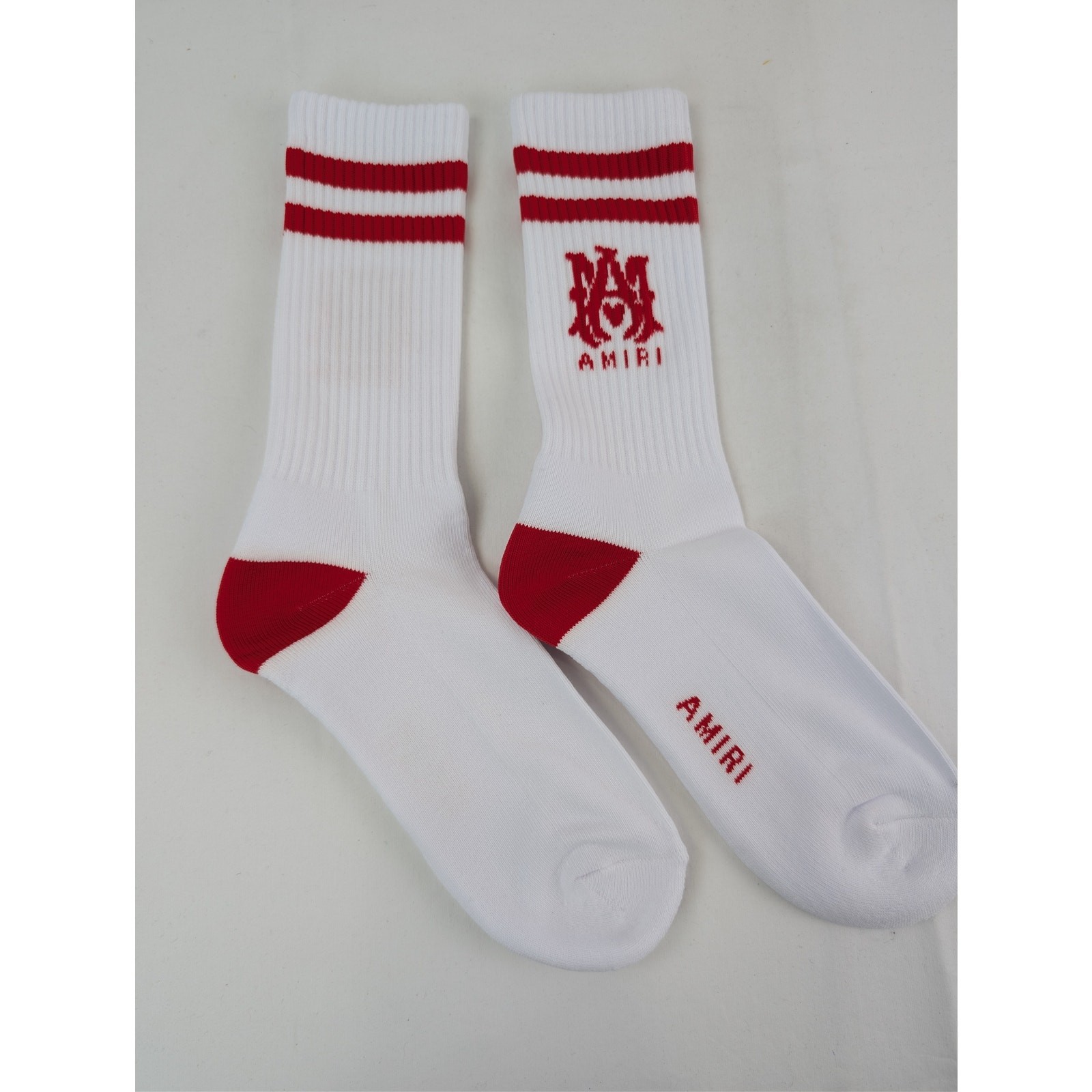 Amiri MA Tube Socks in White / Red BNWT 43-44