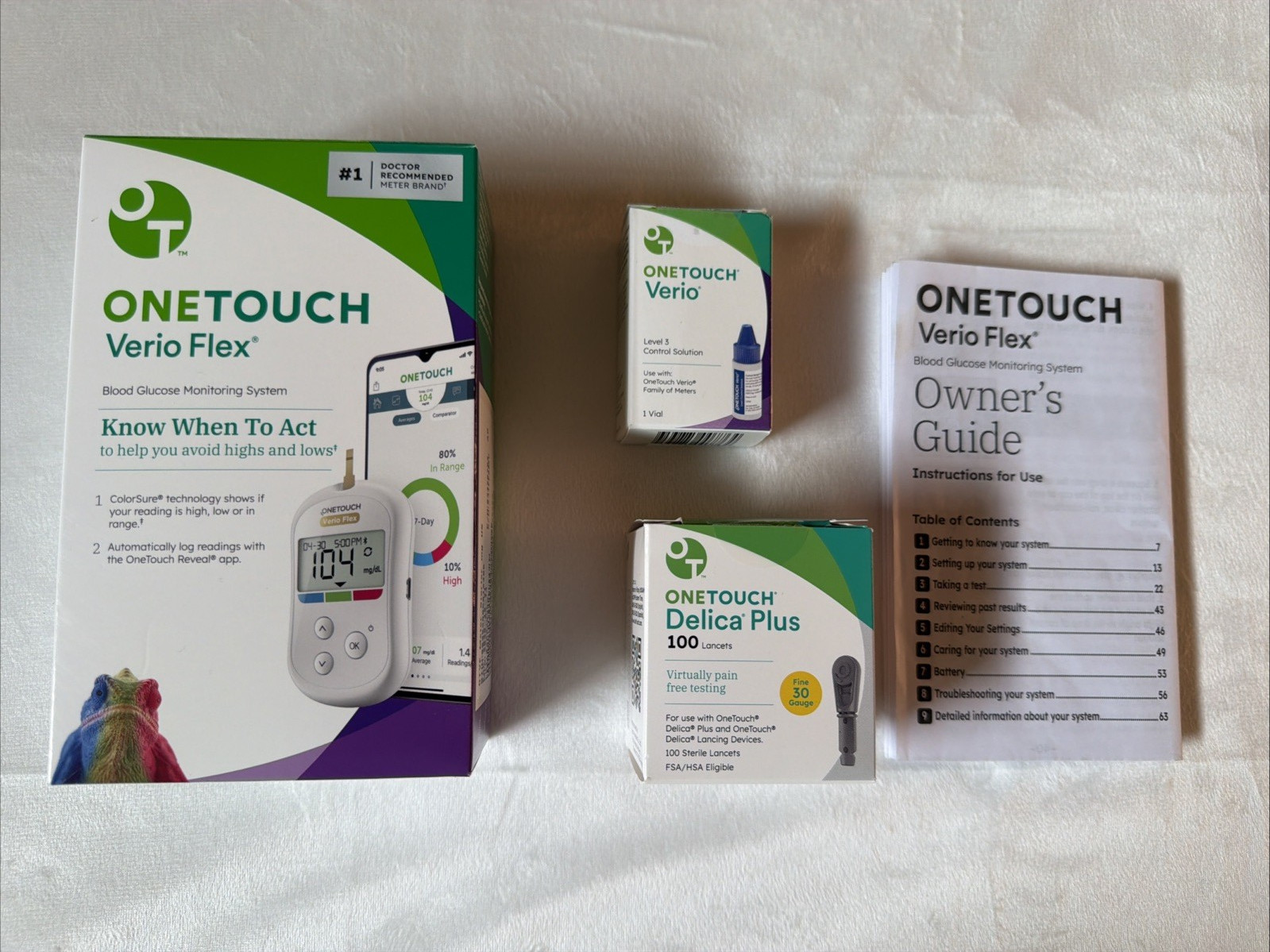 ONETOUCH Verio Flex Open Box Lancets Blood Glucose Monitoring System Color