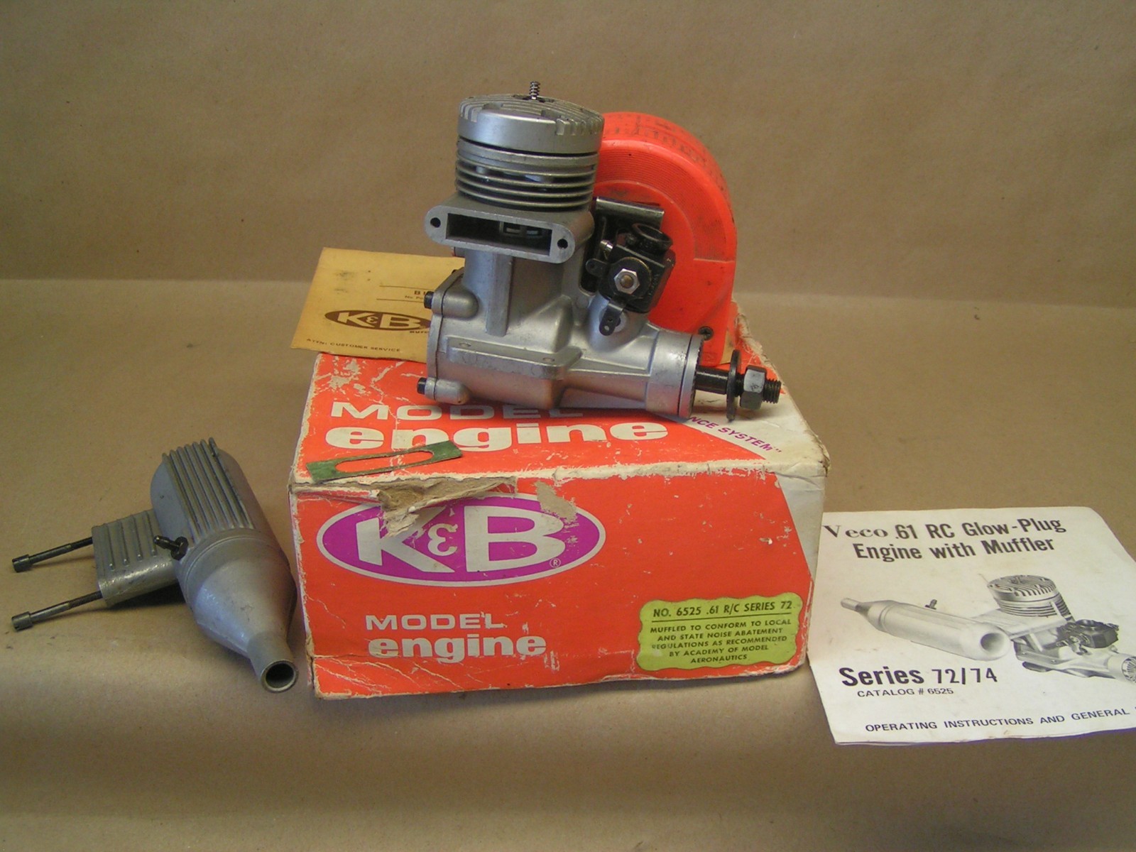 NEW K&B / Veco .61, R/C series 72, w/ muffler, #6525, papers, box etc;